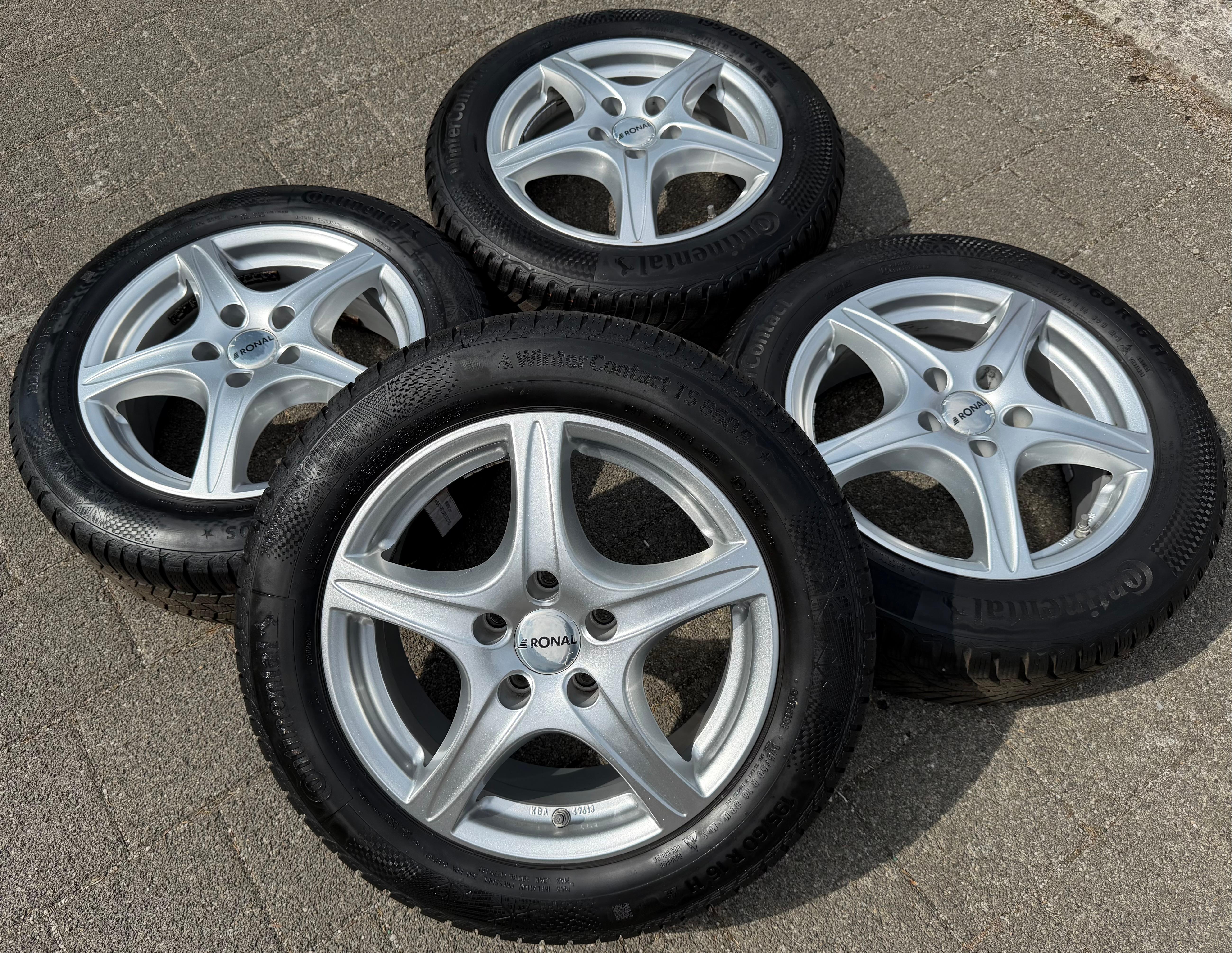 4 jantes d'hiver en aluminium pour BMW Série 1 F40 et Série 2 Grand Coupé F44, 195/60R16 89H, système de surveillance de la pression des pneus (TPMS), Continental