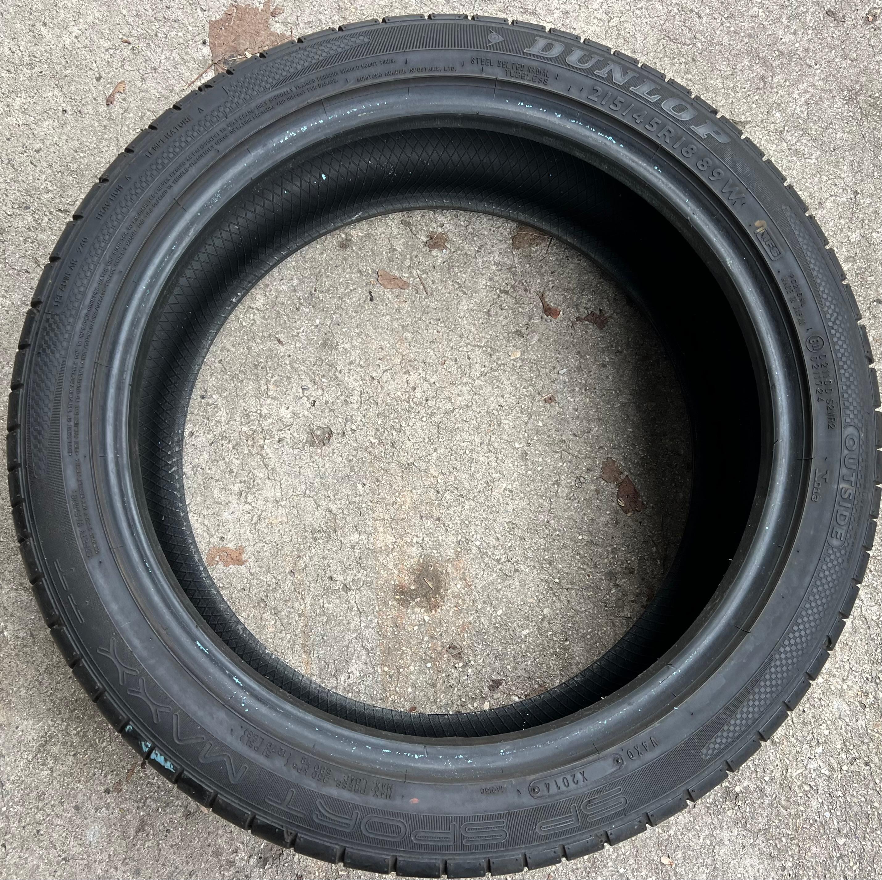 4 x 215/45R18 89W Sommerreifen Dunlop Sport Maxx TT 2x 7mm und 2x 5,5mm 2014