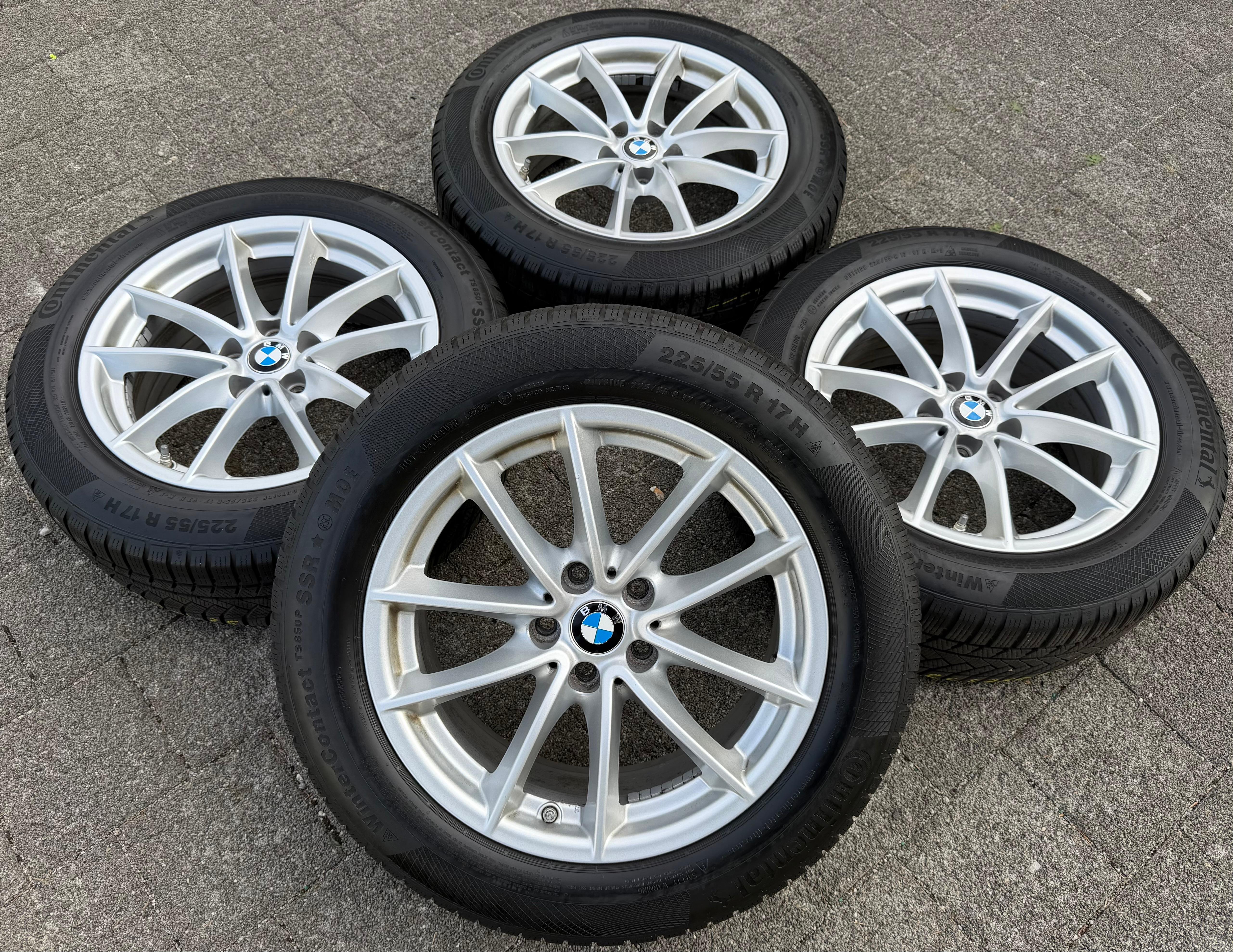 4 roues hiver en alliage d’origine 17" BMW Série 5 G30 G31 225/55R17 97H Continental avec RDKS