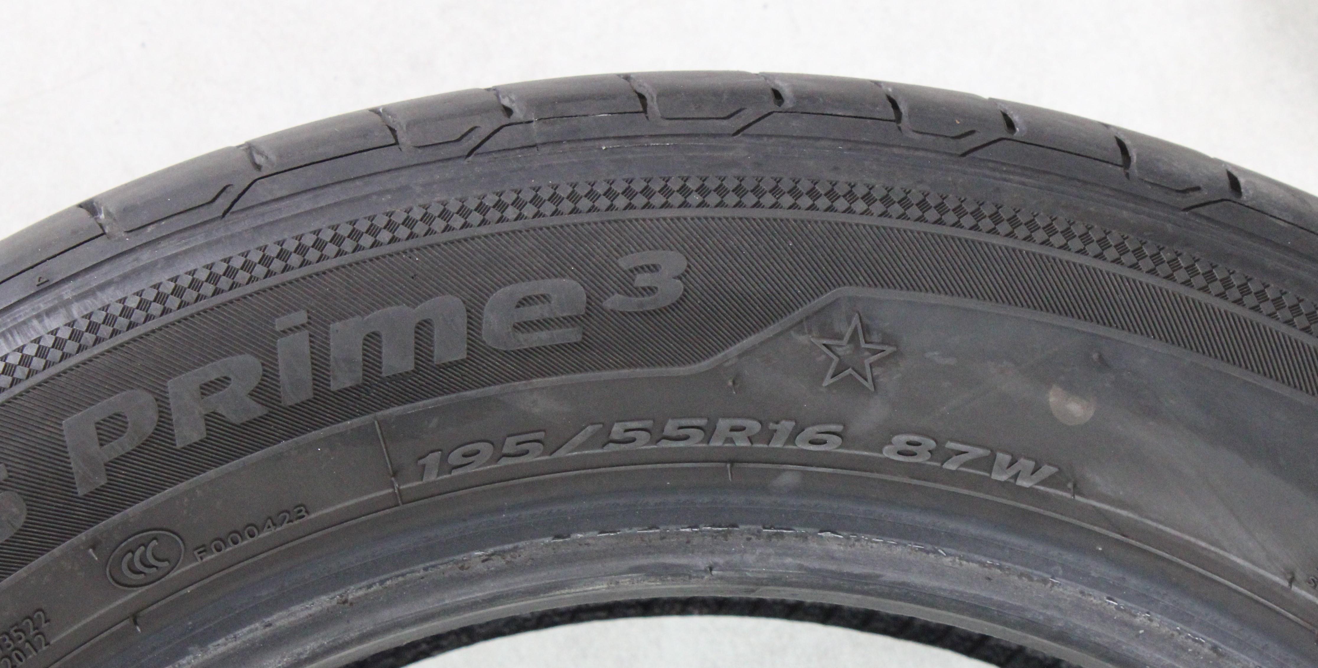 2 x 195/55R16 87W Sommerreifen Hankook Ventus Prime 3 * 5,5-6mm 2023