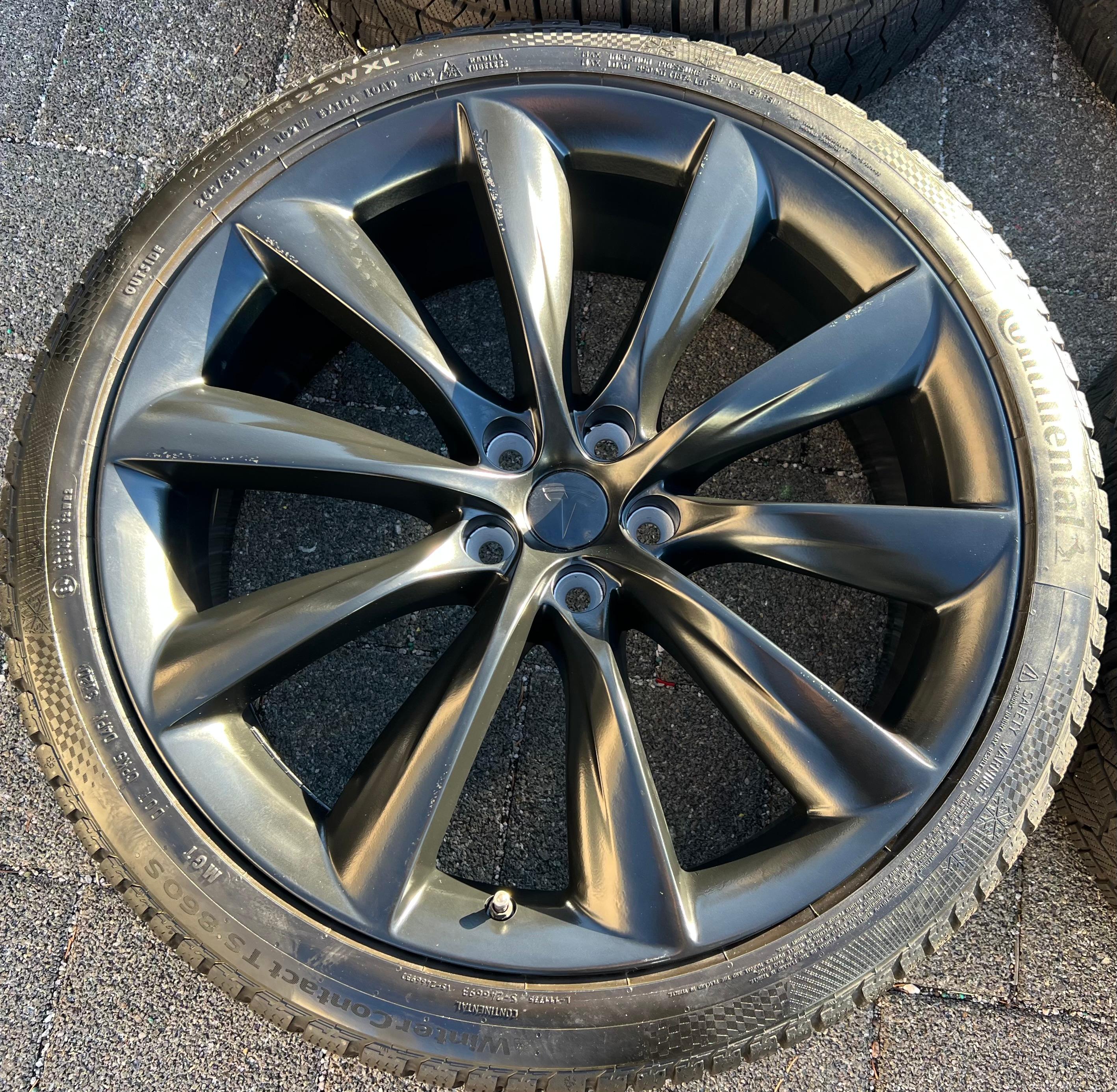 4 roues hiver complètes en alliage 22" d’origine pour TESLA MODEL X 5YJX 1072246-00-E 1072246-00-F RDKS