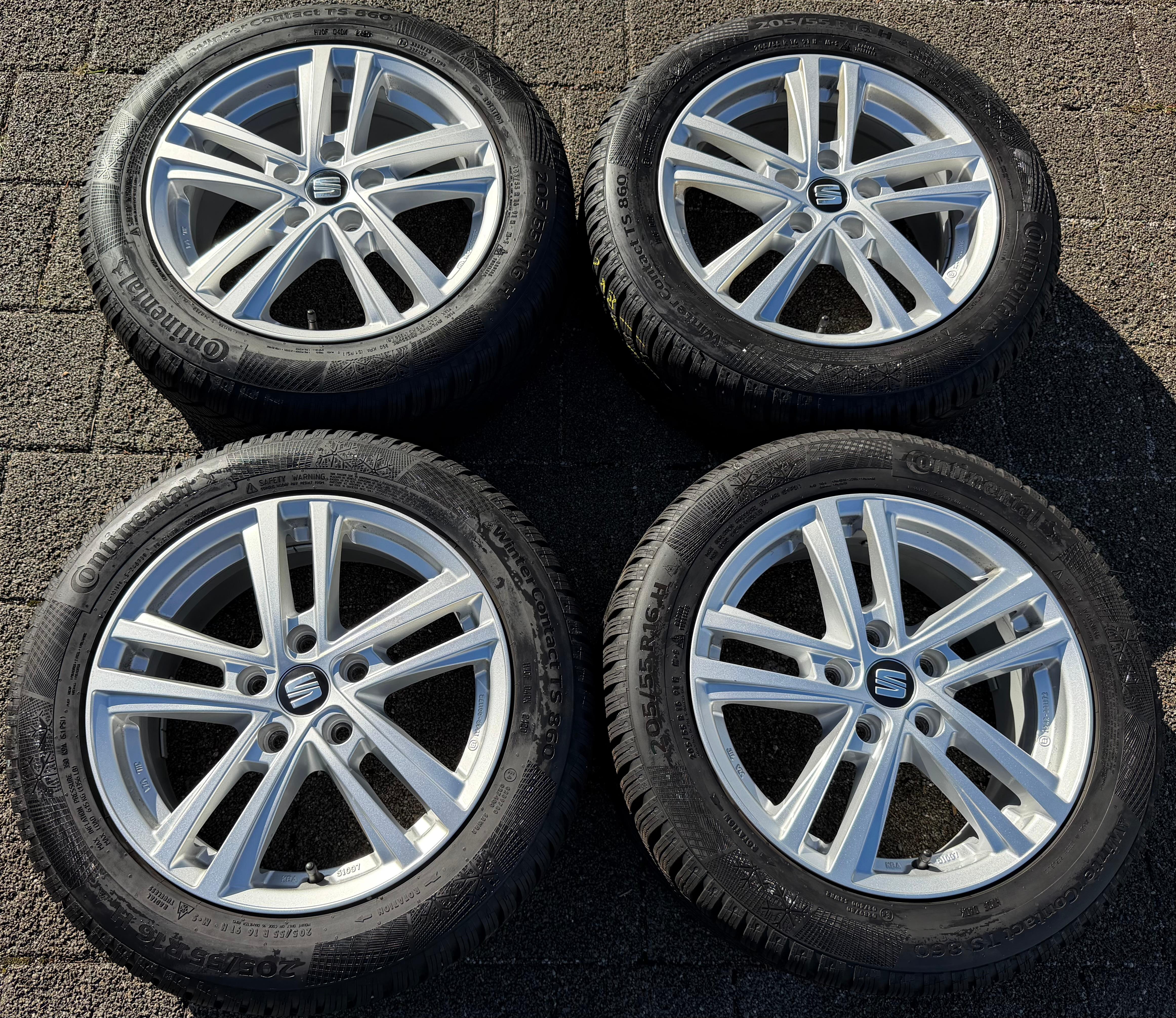 4 Original Alu Winterräder Seat Leon 1P 5F KL 205/55R16 91H Continental