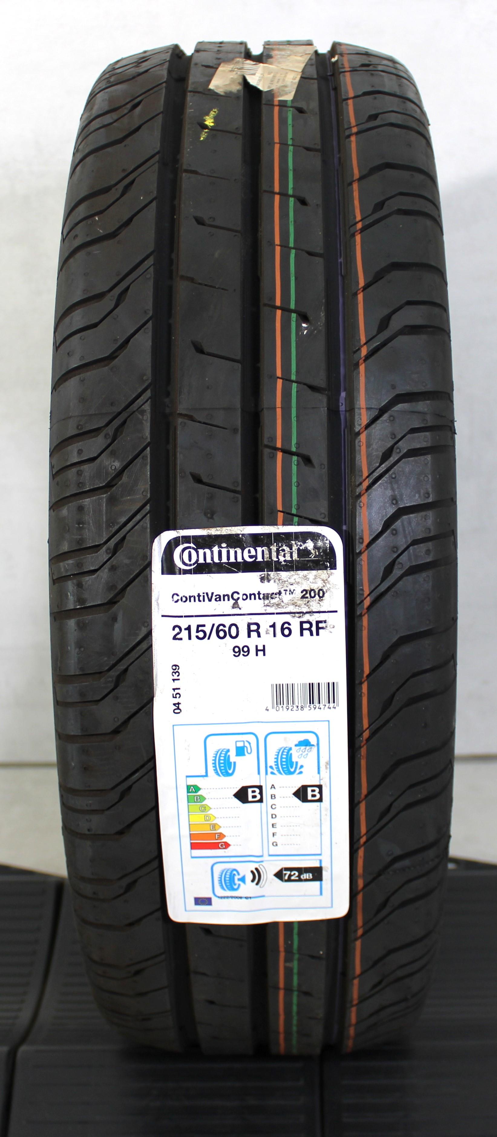 1 x 215/60R16 99H Pneus d'été Continental Van Contact 200 NOUVEAU 2017