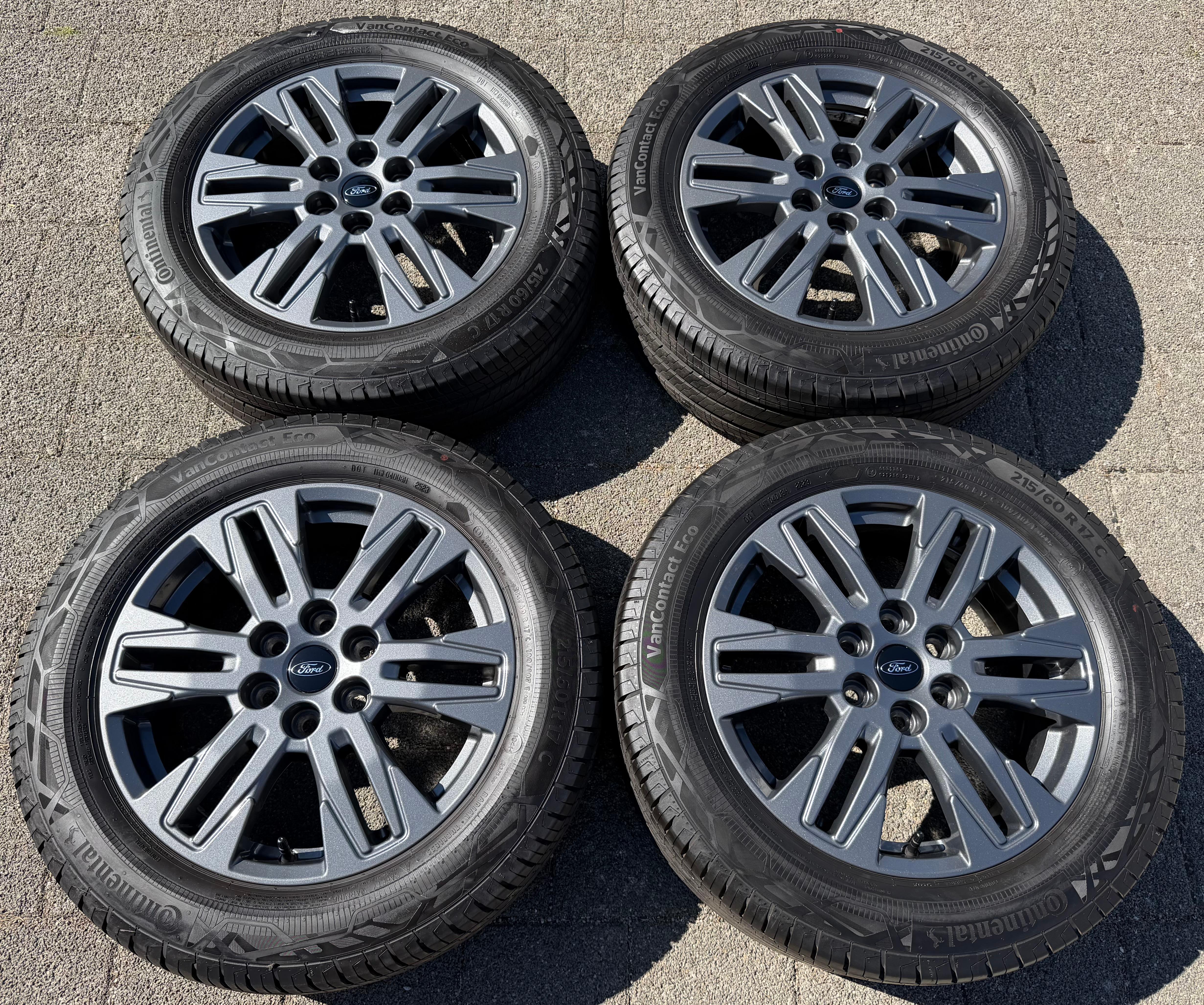 4 originele 17-inch aluminium Sommer-velgen voor Ford Transit Tourneo Custom NXN 2023, Continental PZ31-FA met bandenspanningscontrolesysteem (RDKS)