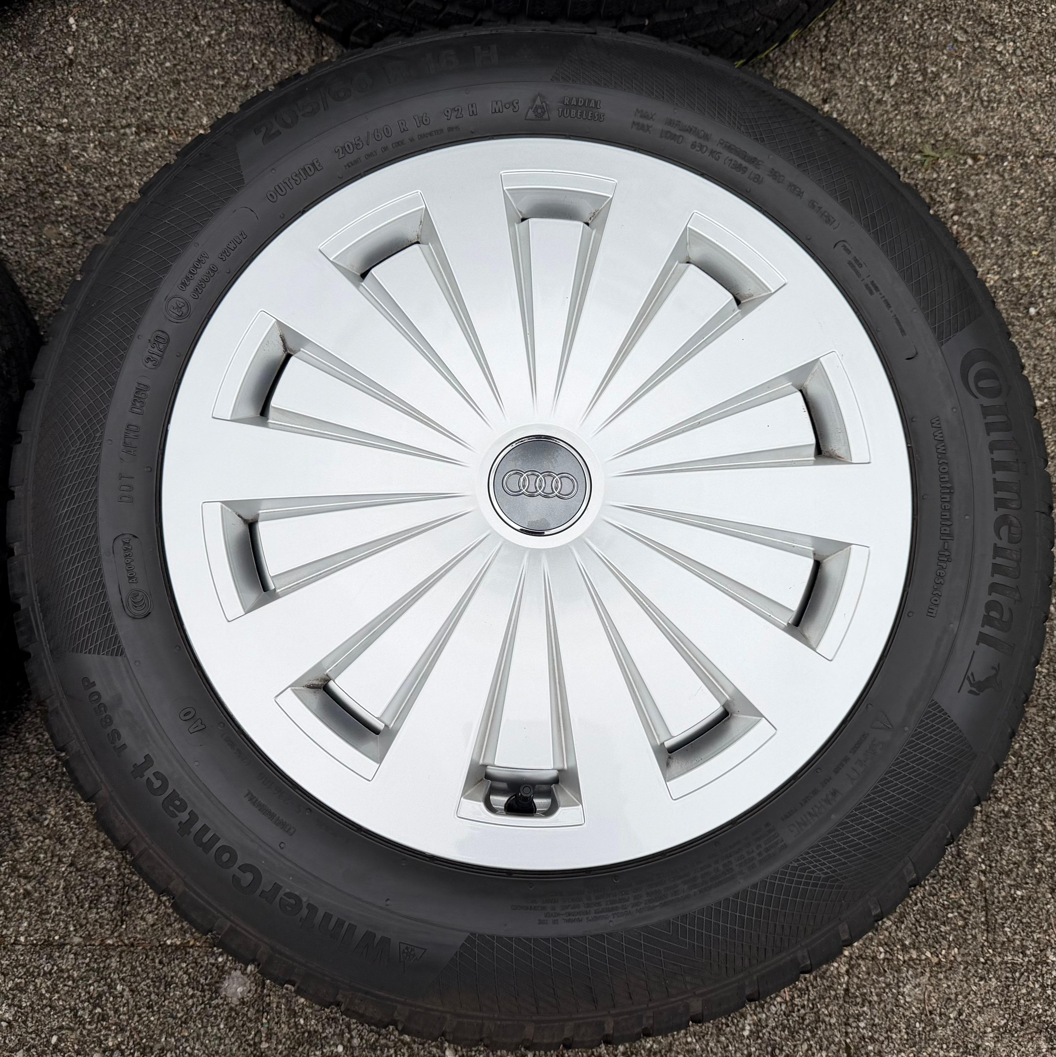 4 ruedas de aleación originales de invierno para Audi A4 B9 8W 205/60R16 92H 8W0601025 Continental