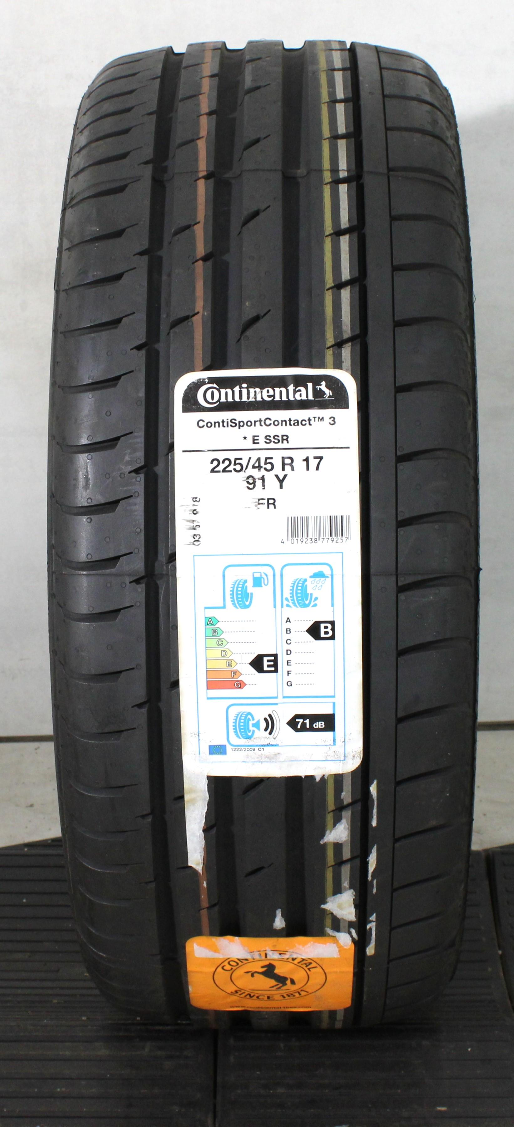 1 x 225/45R17 91Y Sommerreifen Continental Sport Contact 3E SSR* Runflat NEU 2019