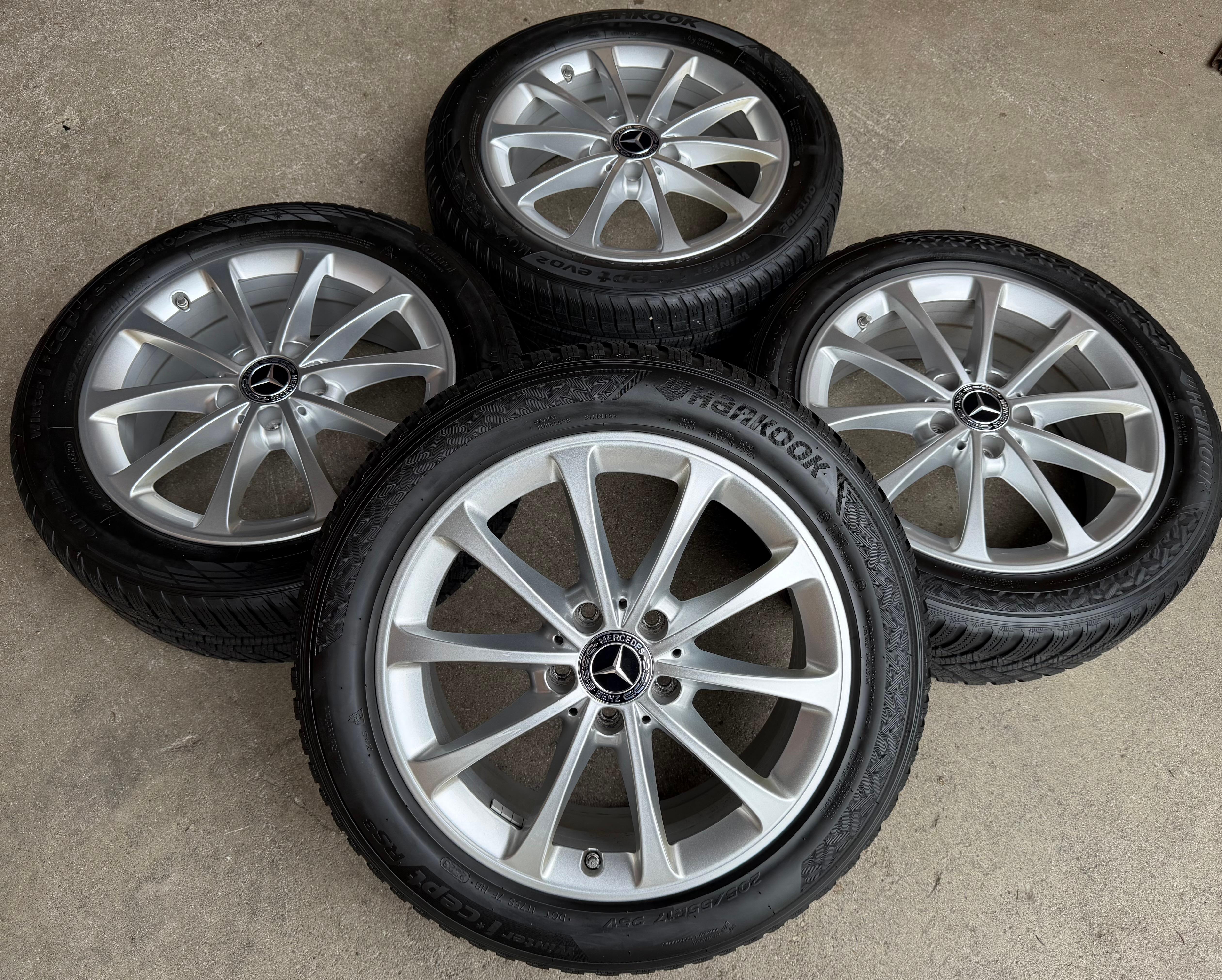 4 jantes d'hiver en aluminium d'origine de 17 pouces pour Mercedes Classe A W177, Classe B W247 et CLA W118 avec système de surveillance de la pression des pneus (TPMS)