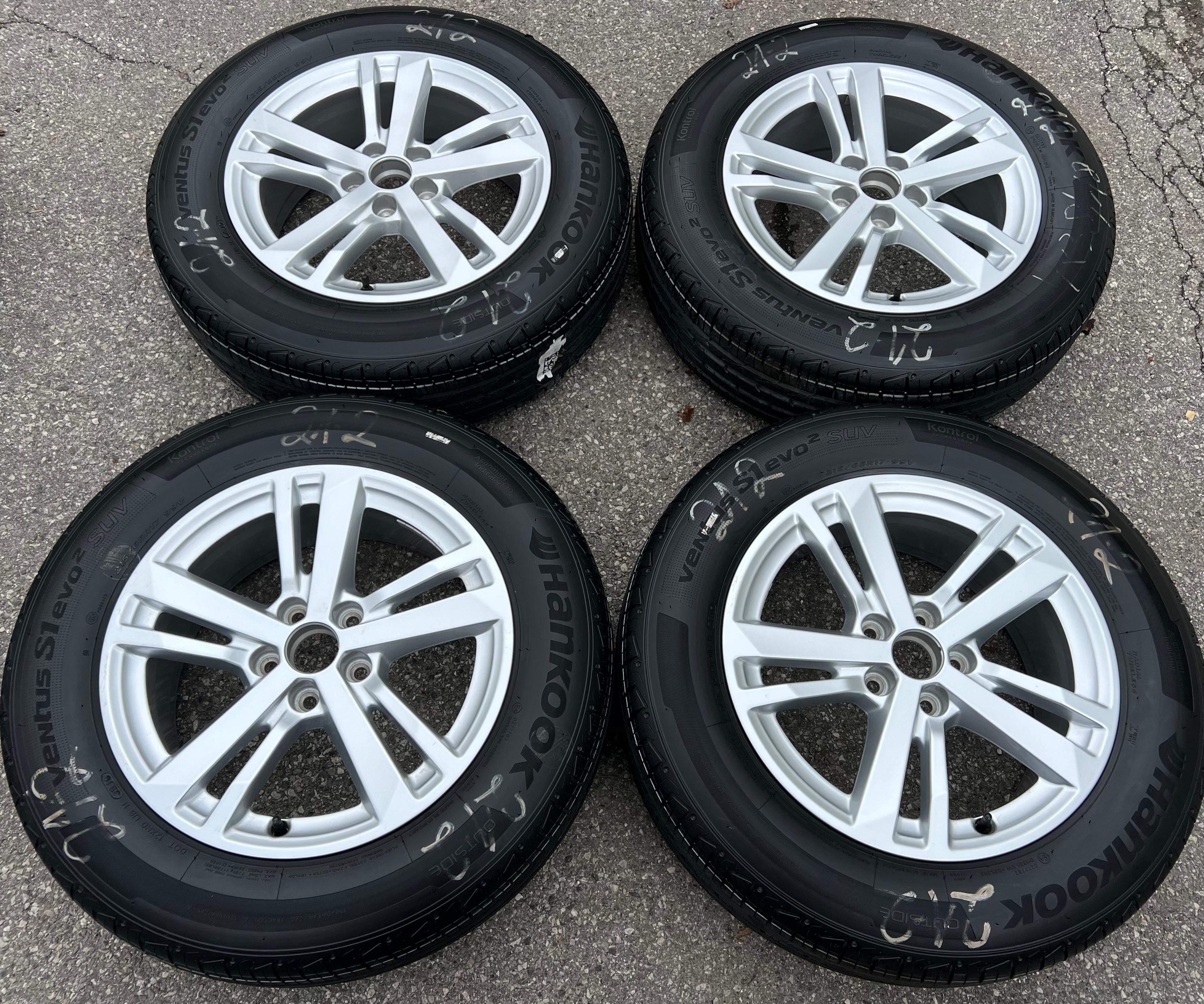4 LLANTAS DE VERANO ORIGINALES DE ALUMINIO 17" AUDI Q3 F3 F3N 215/65R17 99V HANKOOK 83A601025F