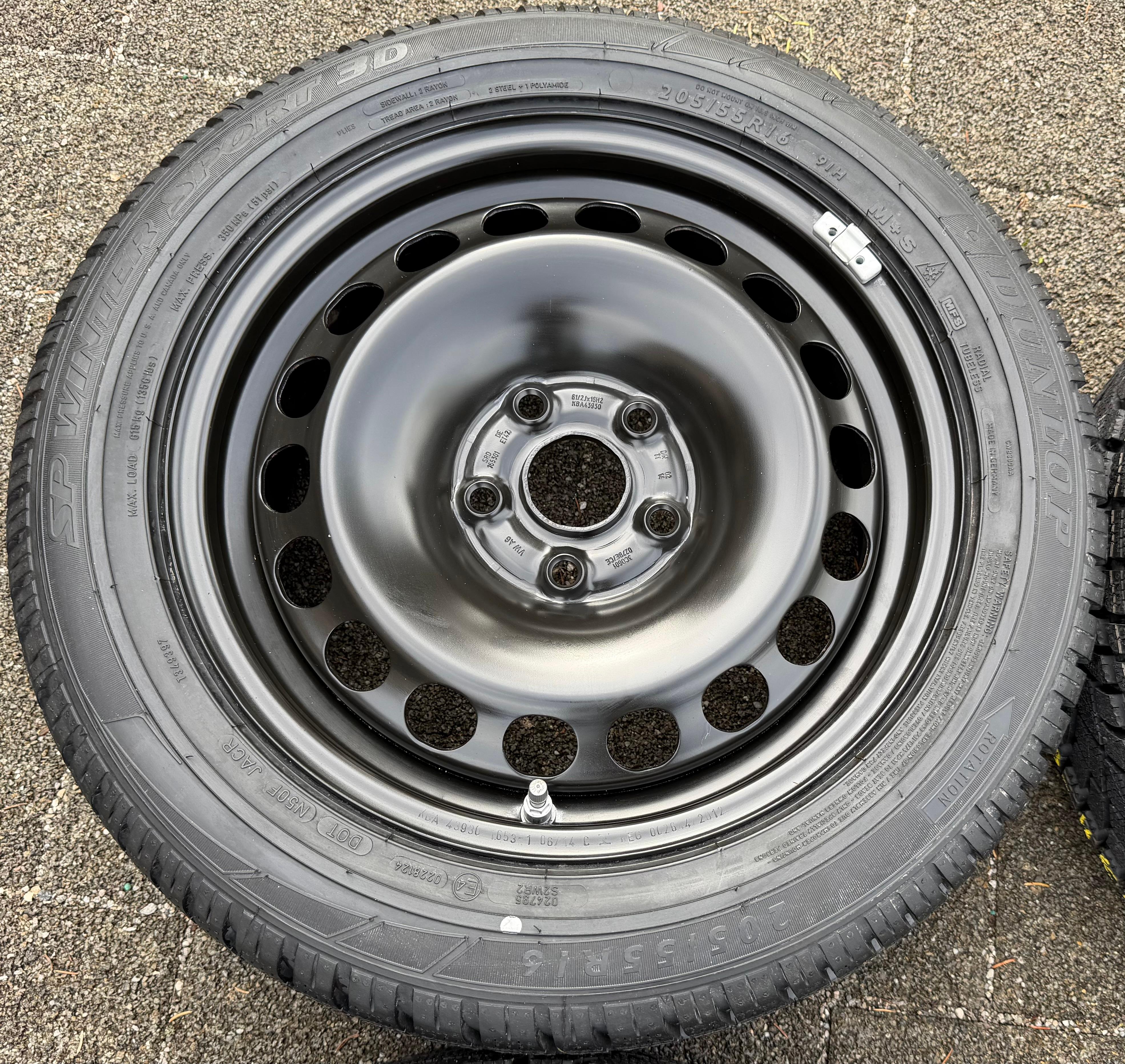 4 Winterräder VW Passat 3C Eos 1F Scirocco 13 205/55R16 91H 3C0601027BE Dunlop