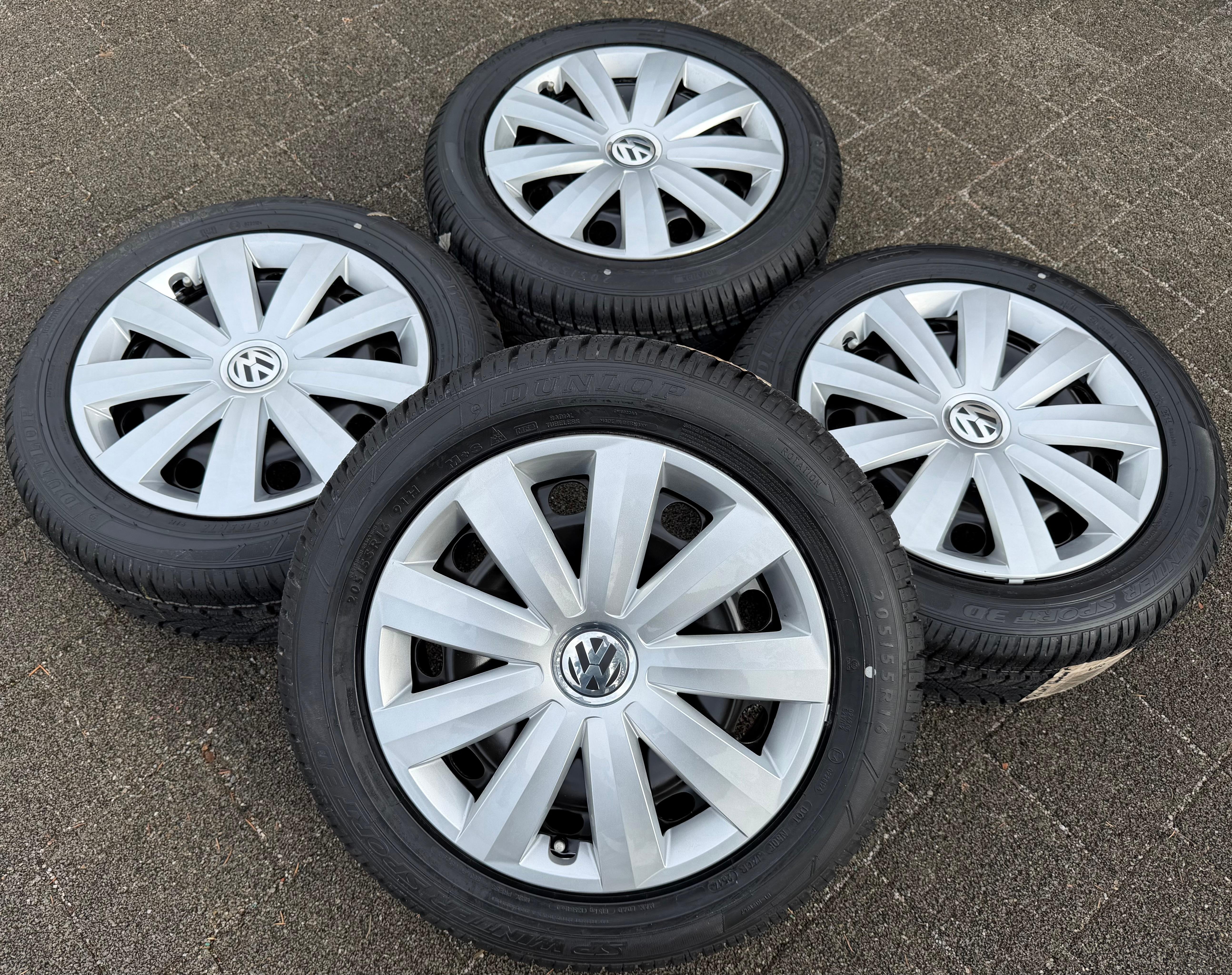 4 roues hiver VW Passat 3C Eos 1F Scirocco 13 205/55R16 91H 3C0601027BE Dunlop