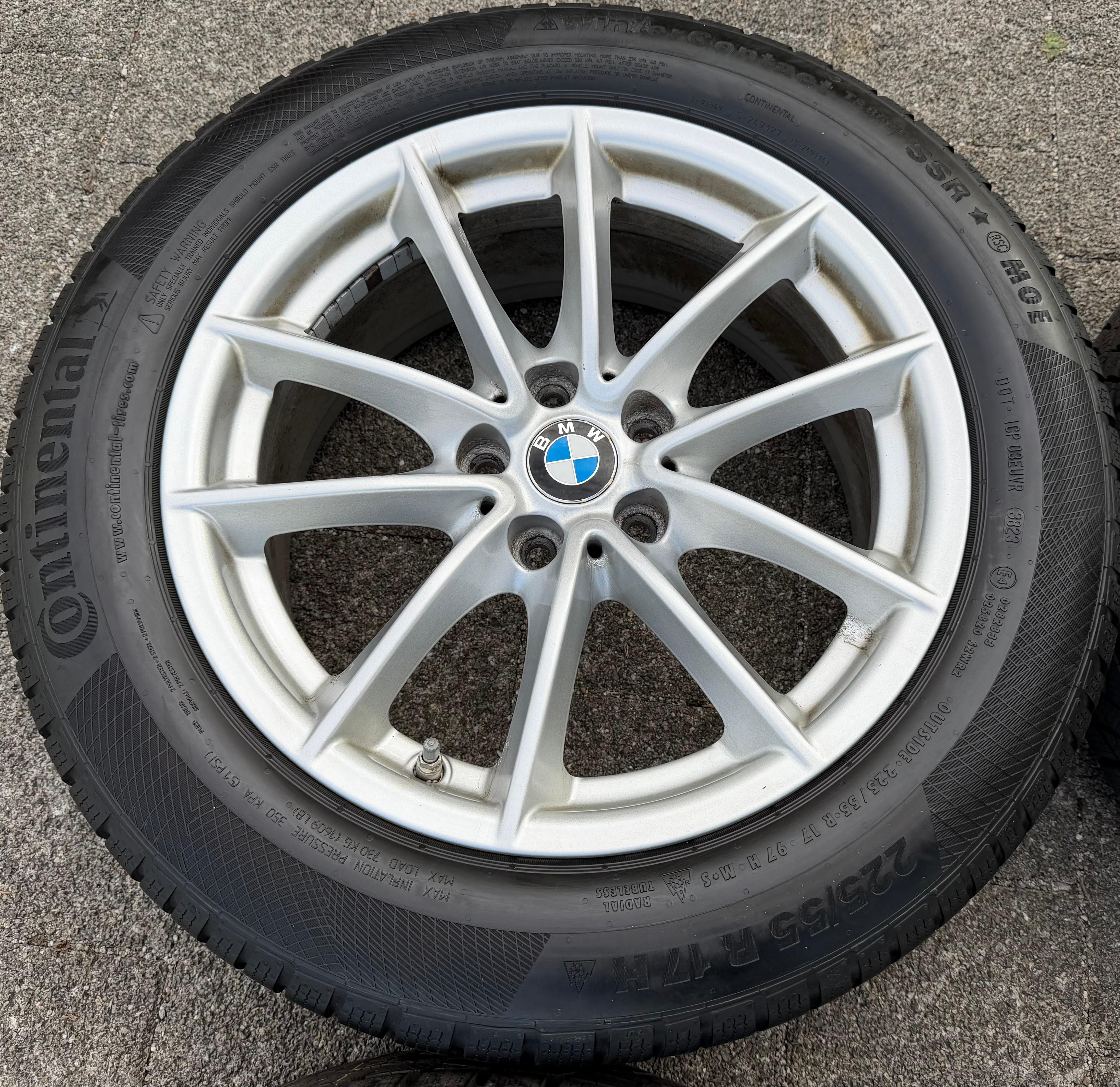4 roues hiver en alliage d’origine 17" BMW Série 5 G30 G31 225/55R17 97H Continental avec RDKS