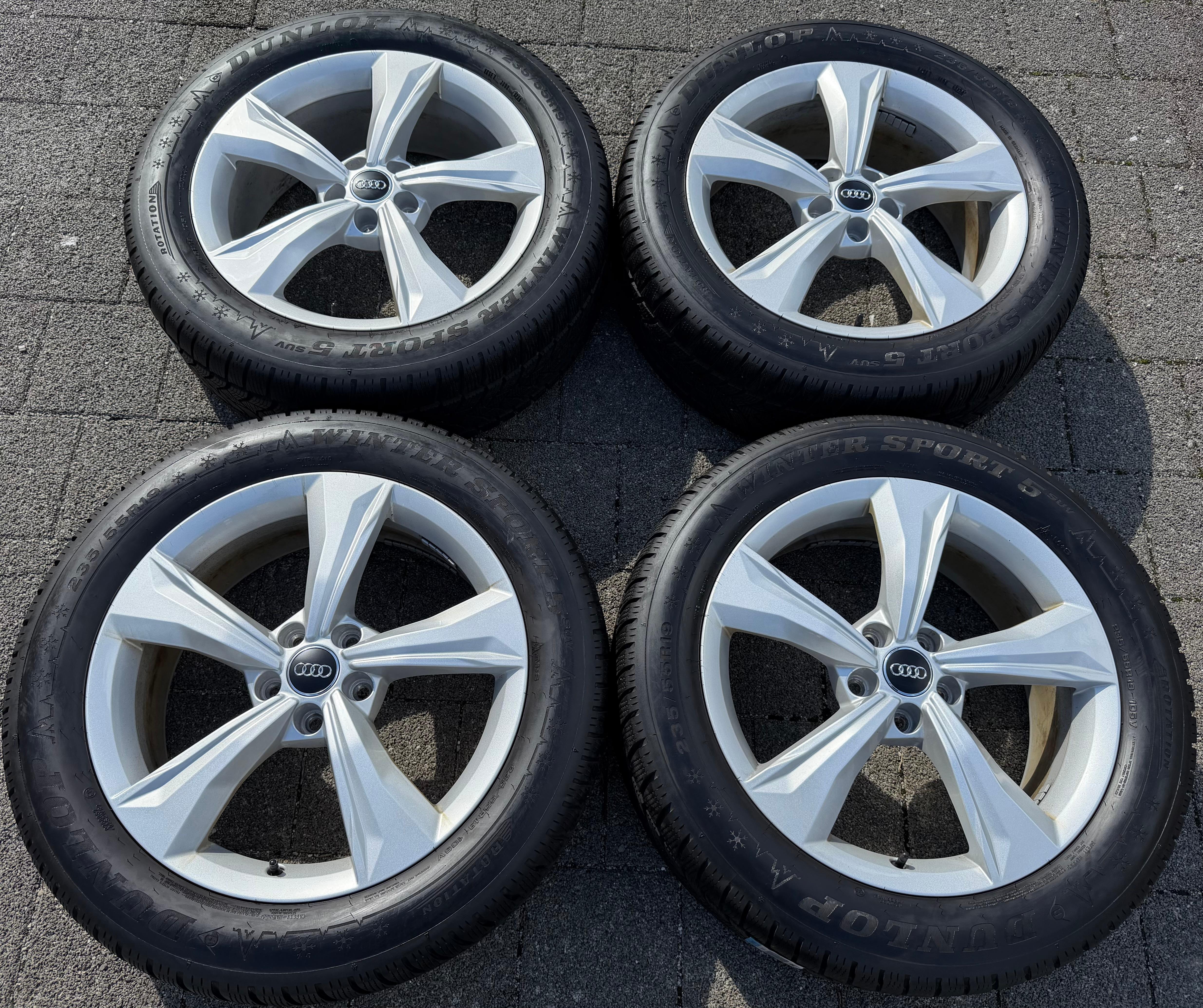 4 roues hiver complètes en alliage d’origine 19" Audi Q5 SQ5 FY 80A601025K 235/55R19 105V Dunlop
