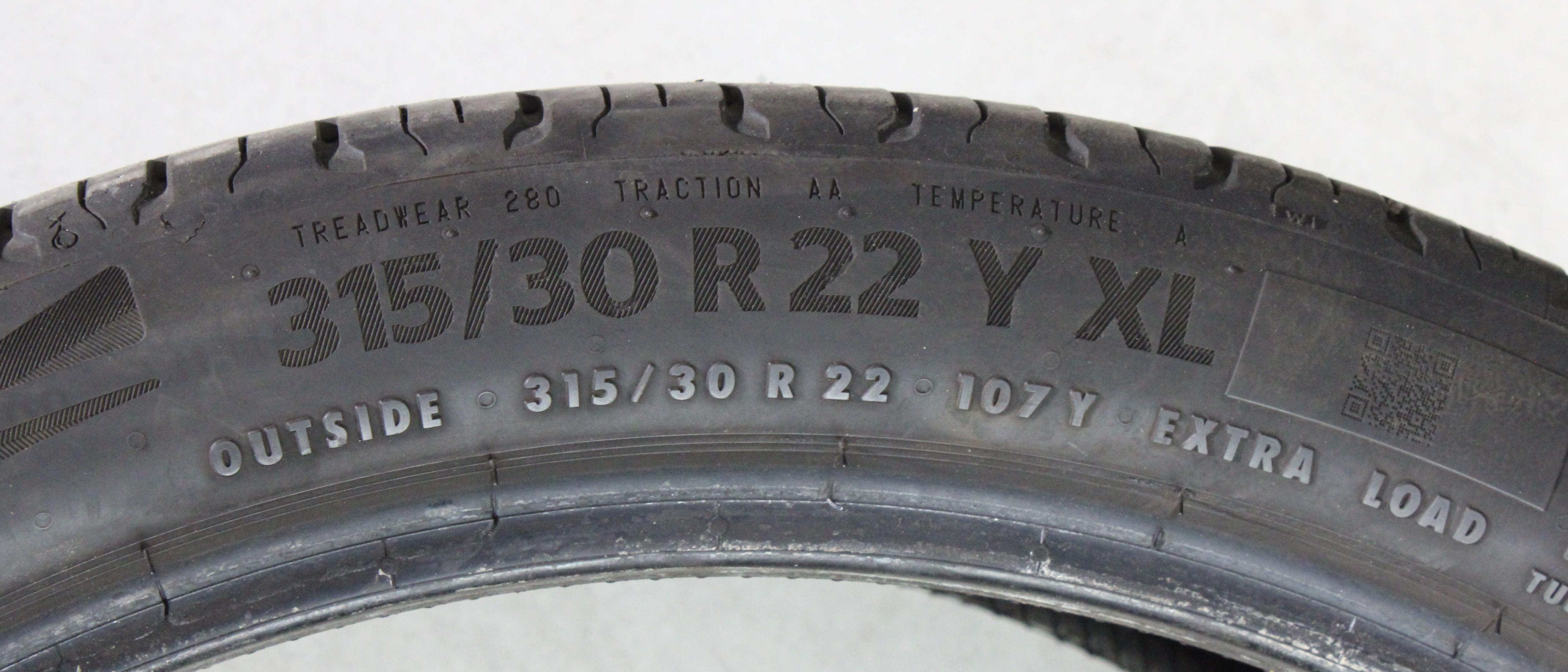 2 x 315/30R22 107Y Sommerreifen Continental Eco Contact 6* 4-4,5mm 2020 XL