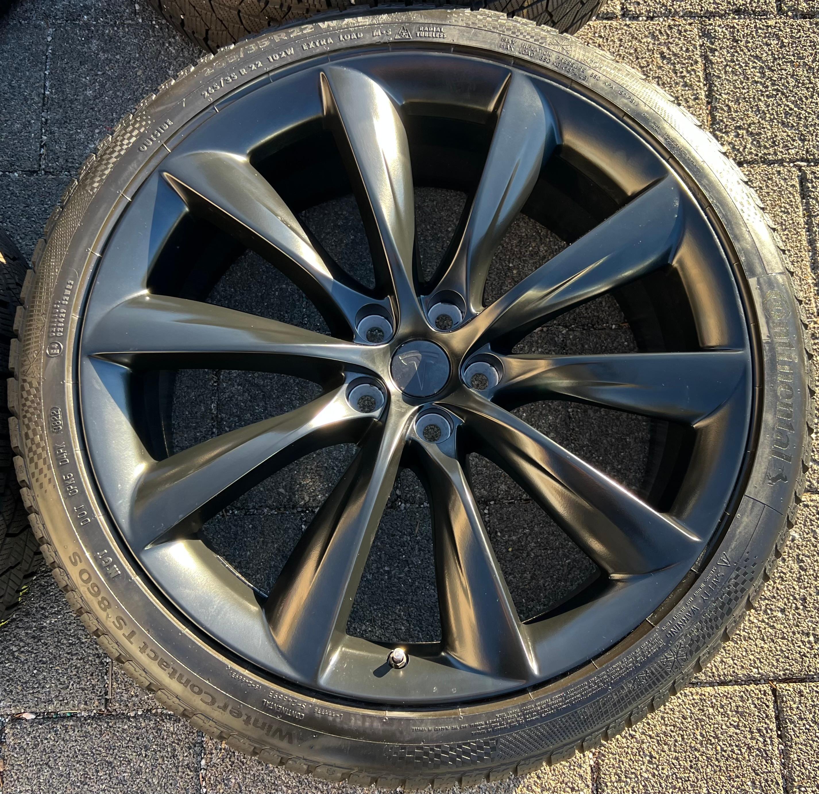 4 roues hiver complètes en alliage 22" d’origine pour TESLA MODEL X 5YJX 1072246-00-E 1072246-00-F RDKS
