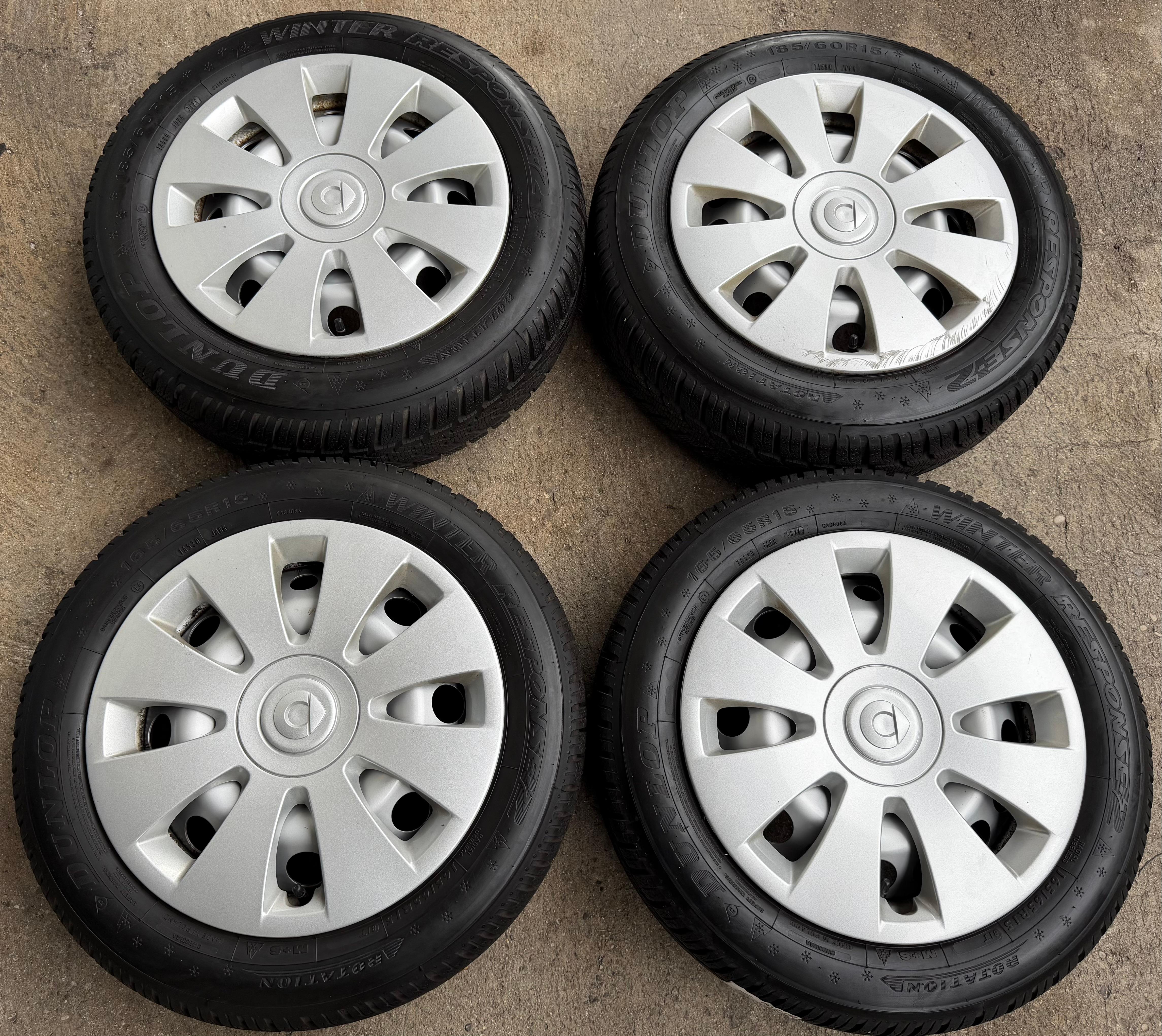 4 Original Winterräder Smart 453 165/65R15 81T 185/60R15 84T Dunlop RDKS 2024