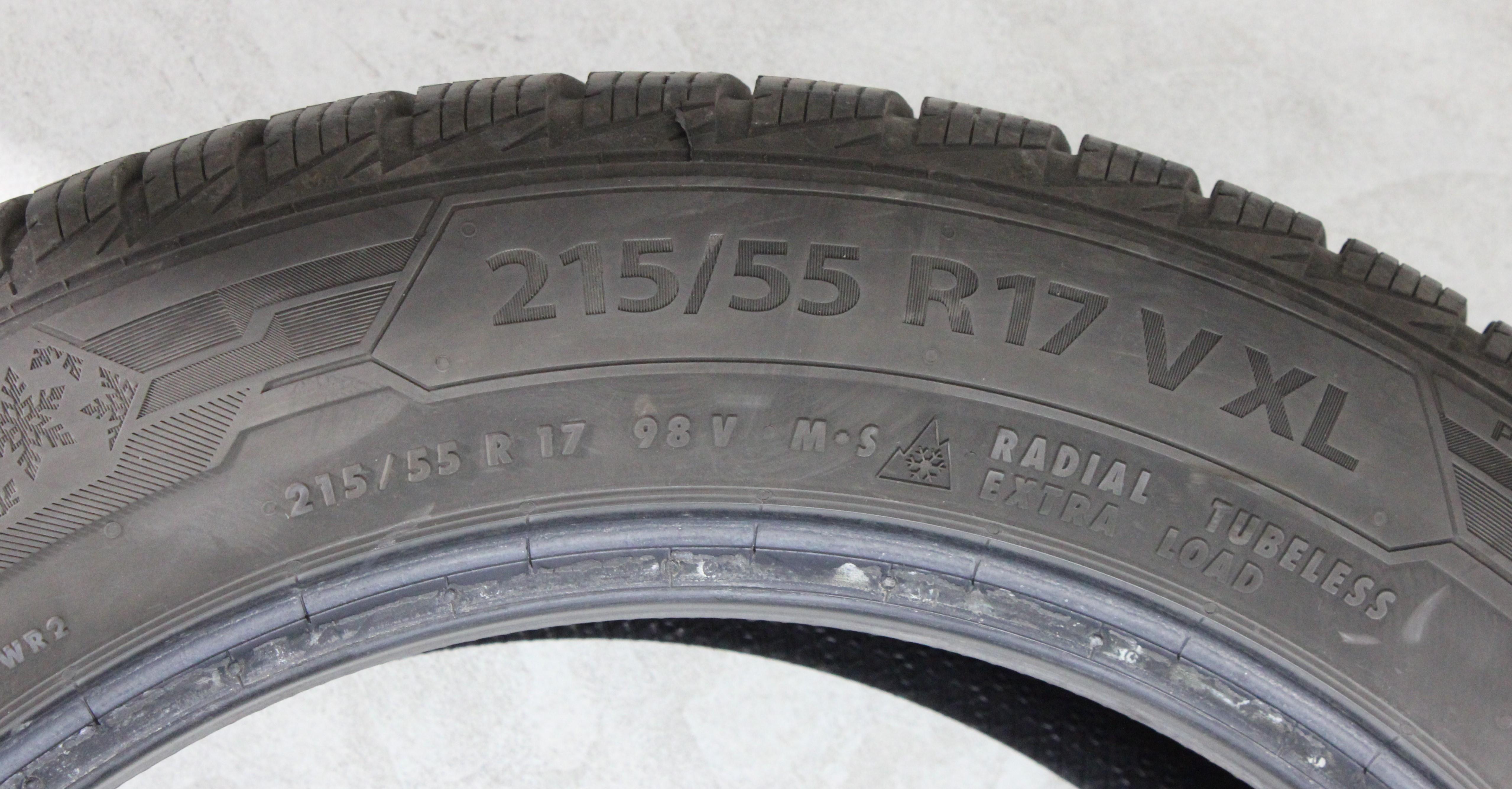 4 x 215/55R17 98V Winterreifen Barum Polaris 5 2x5-5,5mm/2x6,5-7mm 2021 XL