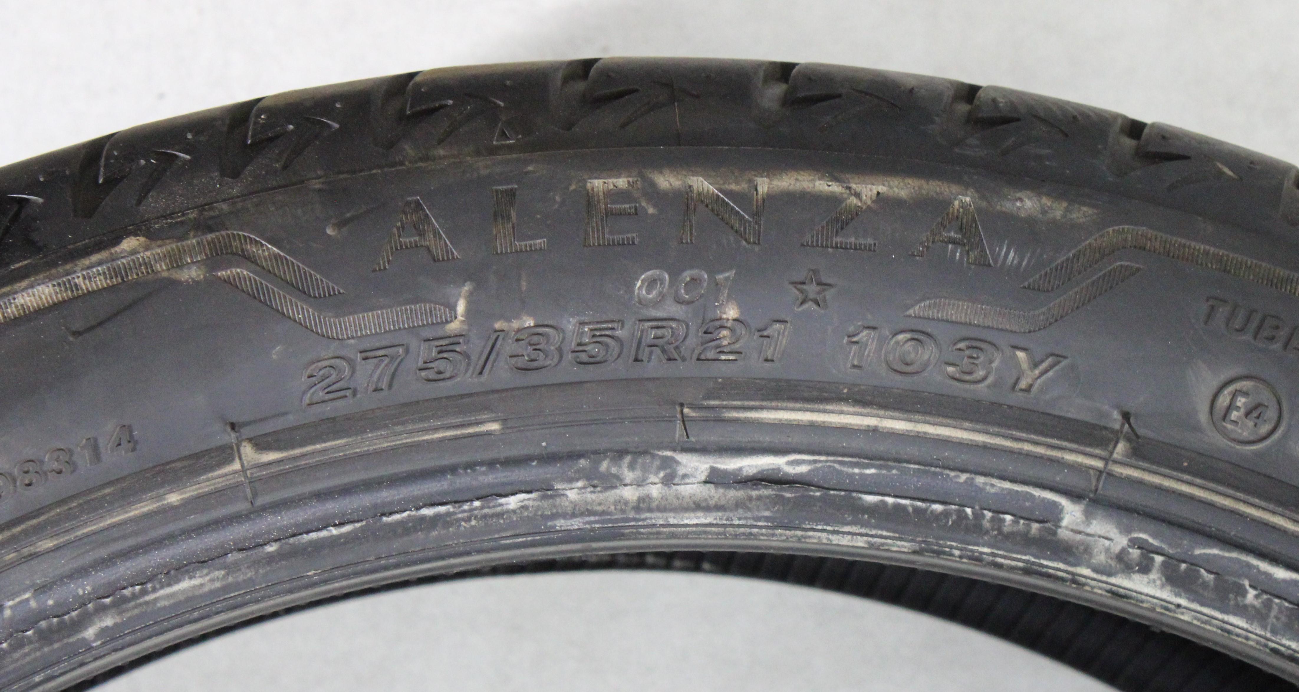 2 x 275/35R21 103Y Sommerreifen Bridgestone Alenza 001* Runflat in der Mitte 4-4,5mm und auf den Schultern 5-5,5mm. 2021
