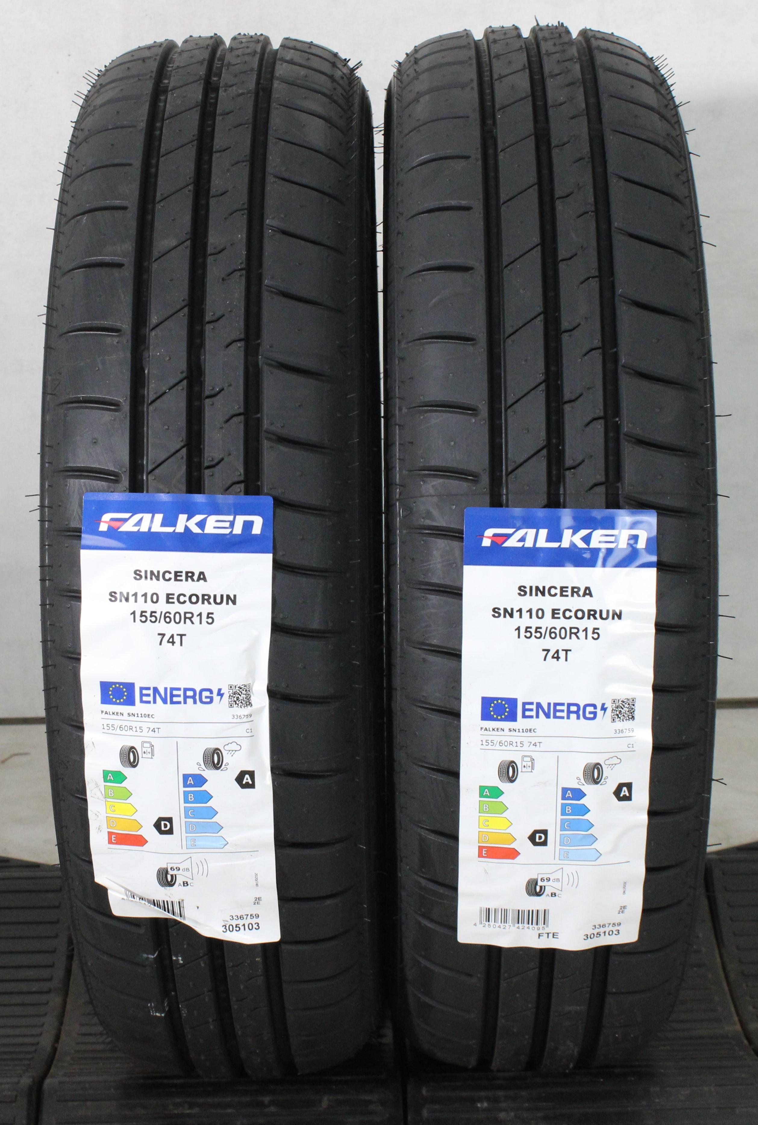 2 x 155/60R15 74T Sommerreifen Falken Sincera SN110 Ecorun 2024 NEU