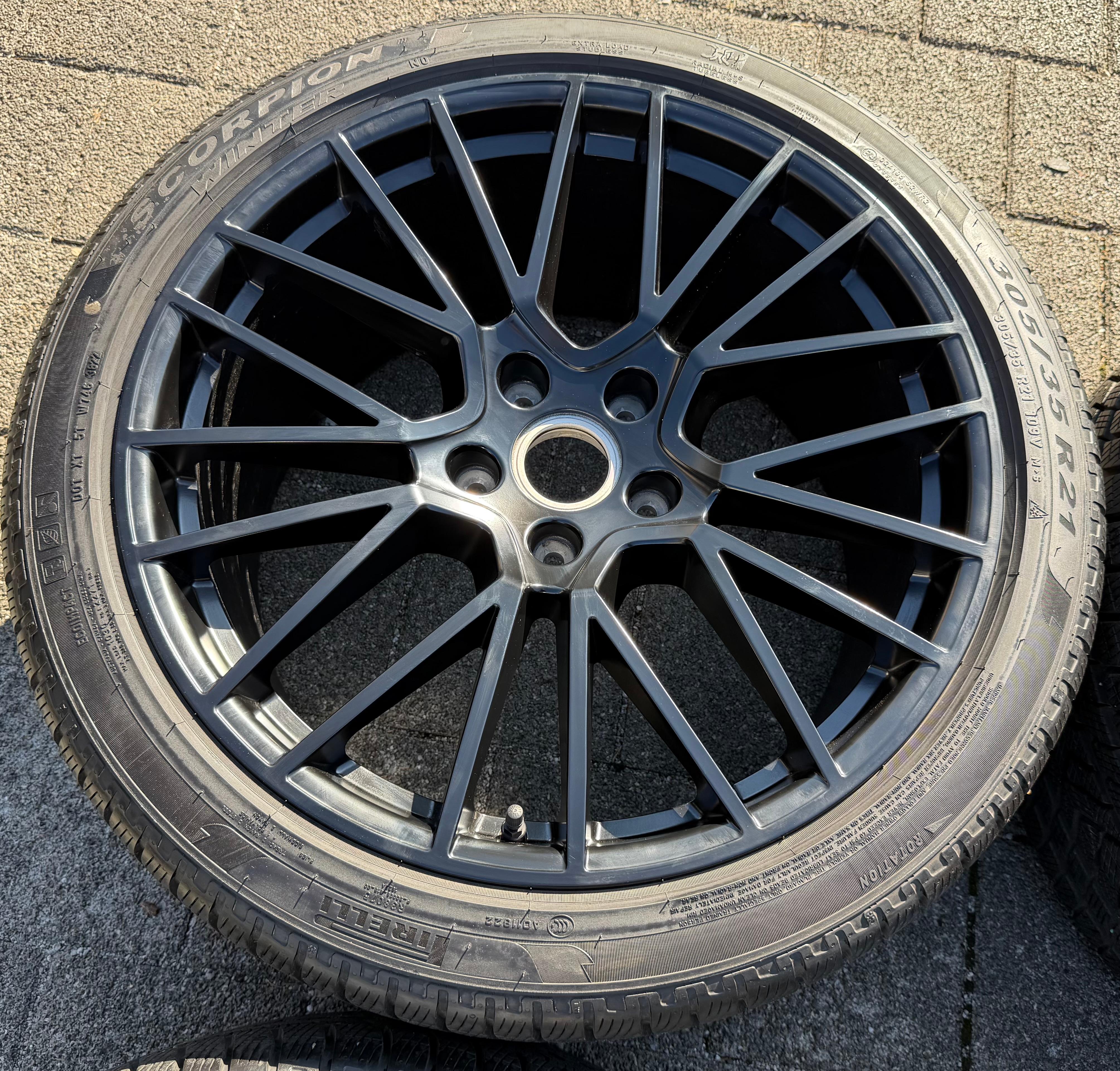 4 originele 21" lichtmetalen winterwielen Porsche Cayenne 9YA Pirelli TPMS 9Y0601025BF 9Y0601025BG
