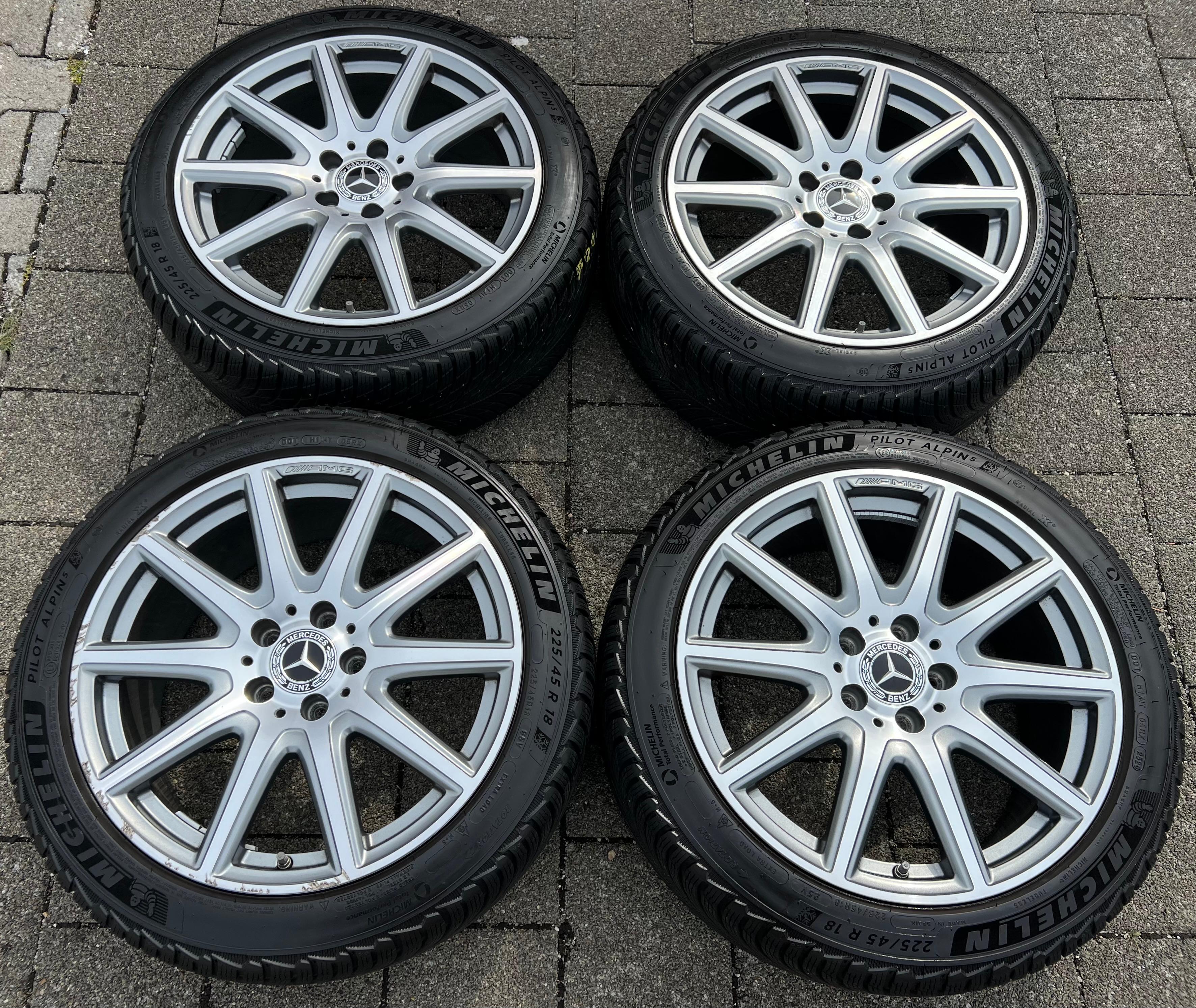 4 CERCHI INVERNALI ORIGINALI IN ALLUMINIO DA 18" MERCEDES CLASSE A F2A 177 CLASSE B F2B W247 CLA W118 A1774010600