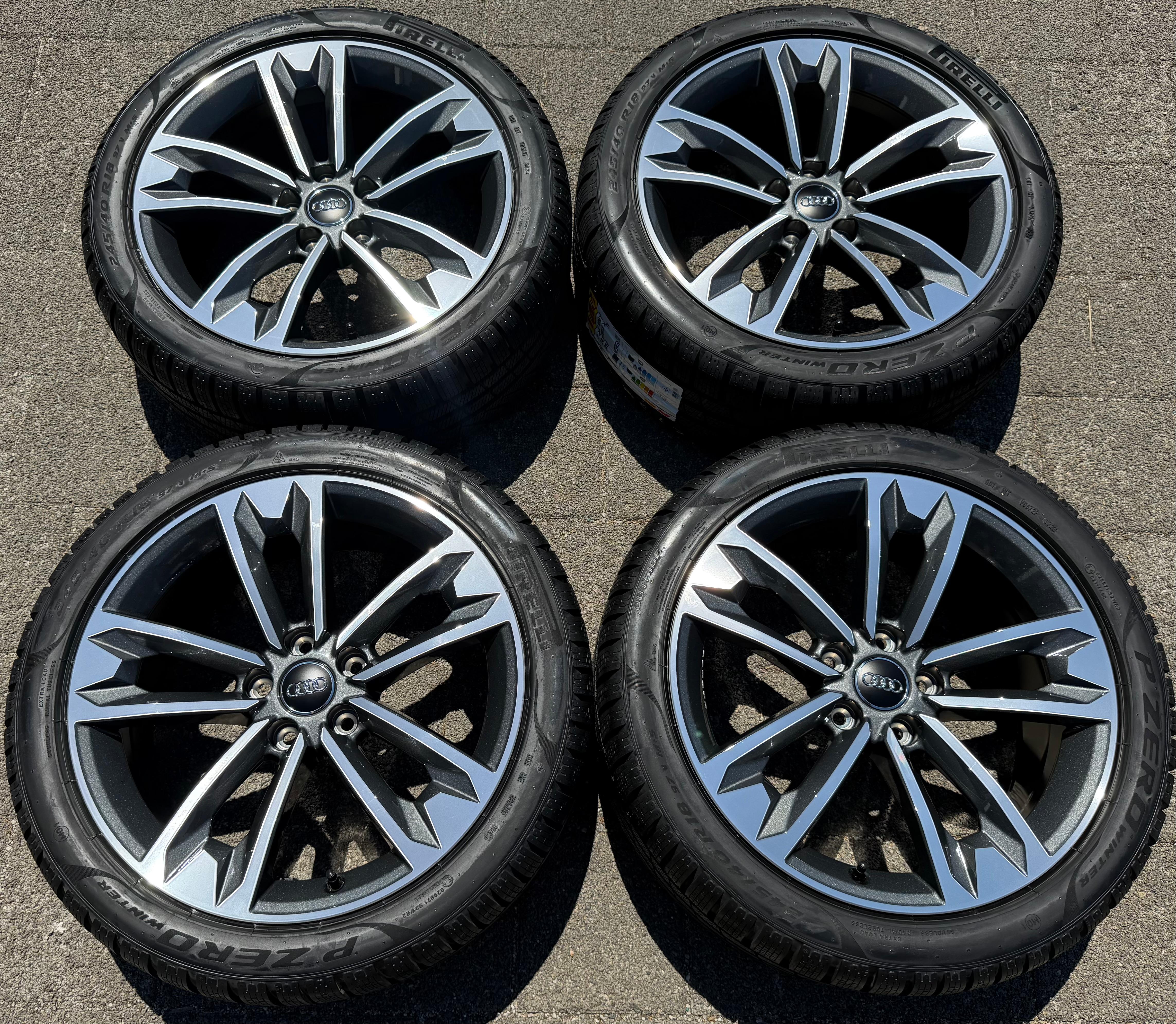 4 llantas de invierno originales de aluminio de 18" para Audi A5 S5 8W 8W9601025C 245/40R18 93V Pirelli, nuevas