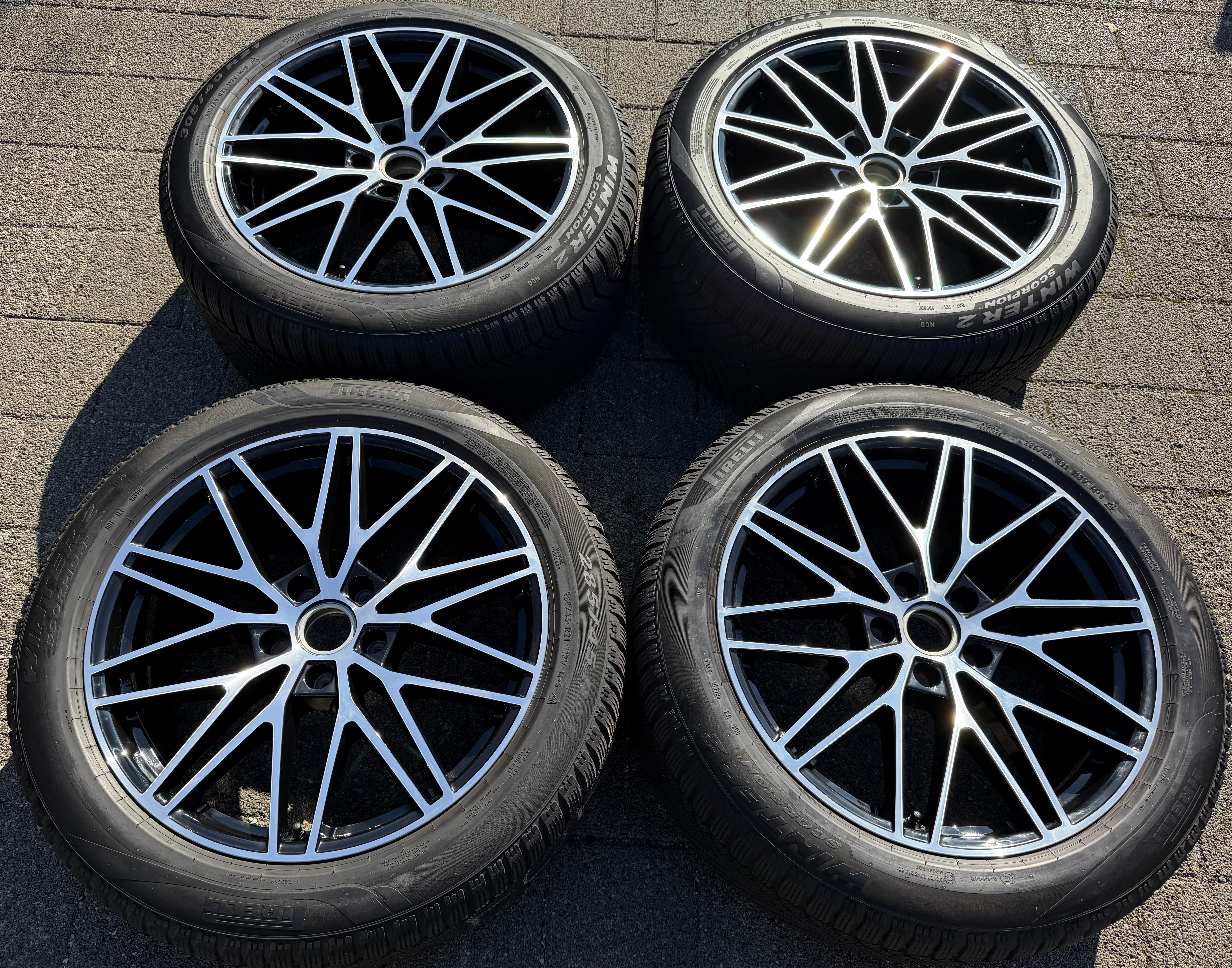 4 originele 21" lichtmetalen winterwielen Porsche Cayenne II E3 9YA 9Y0601025CD 9Y0601025CE RDKS