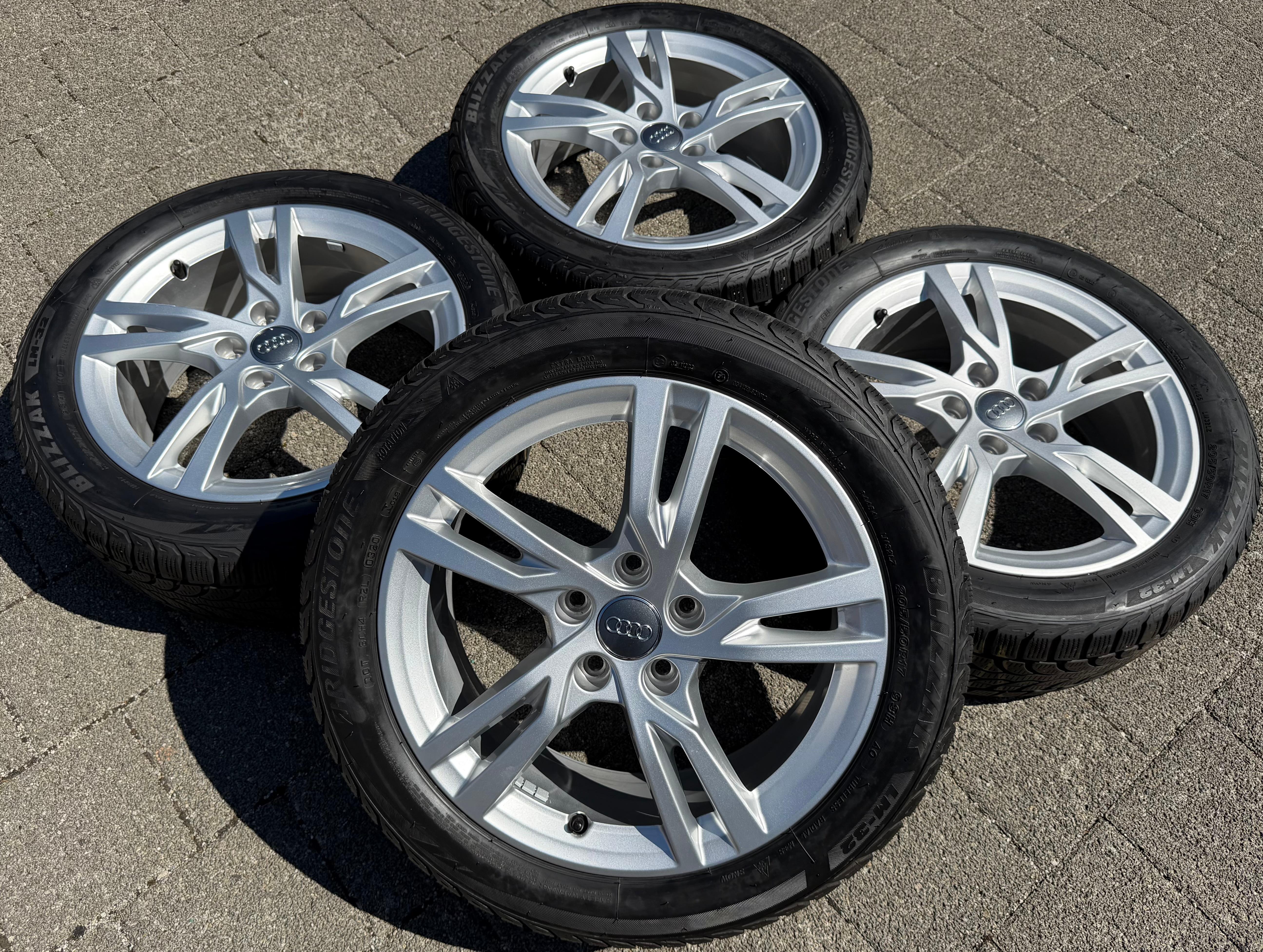 4 jantes d'hiver d'origine en alliage 17 pouces pour Audi A3 S3 8V 8V0601025DK 205/50R17 93H Bridgestone