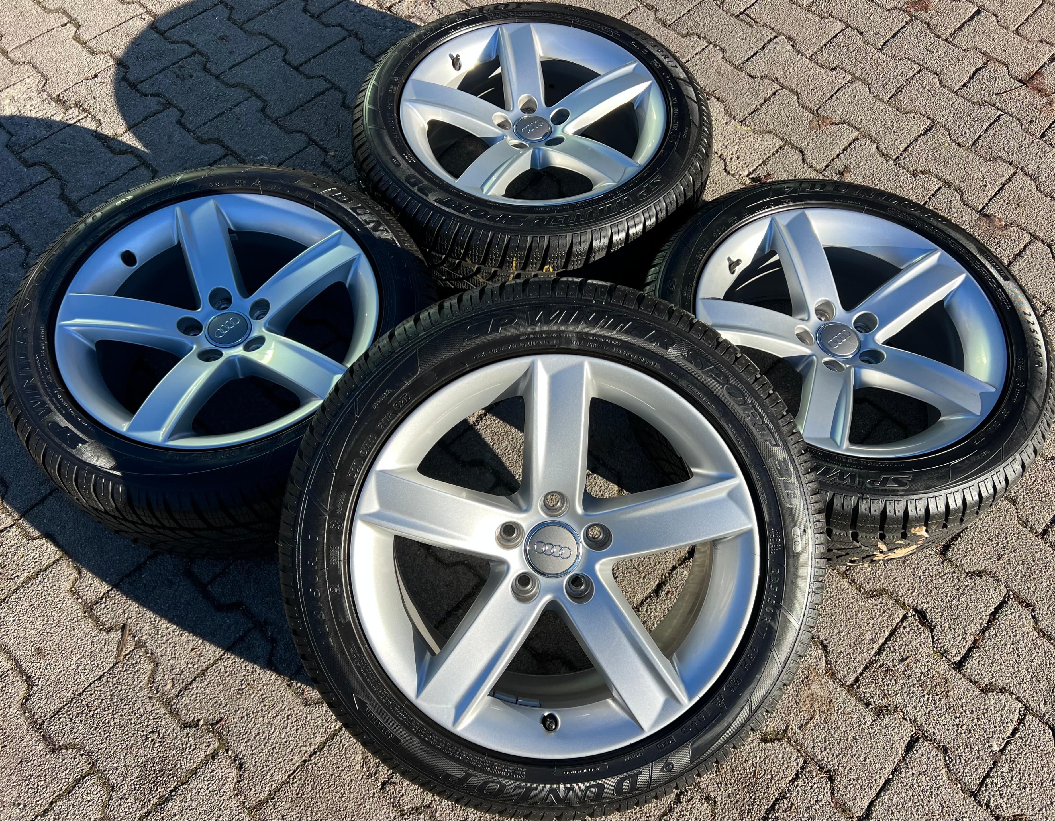4 ALU WINTERRÄDER AUDI A5 S5 8T B8 225/50R17 98H 8T0071497 DUNLOP FREIHAUS