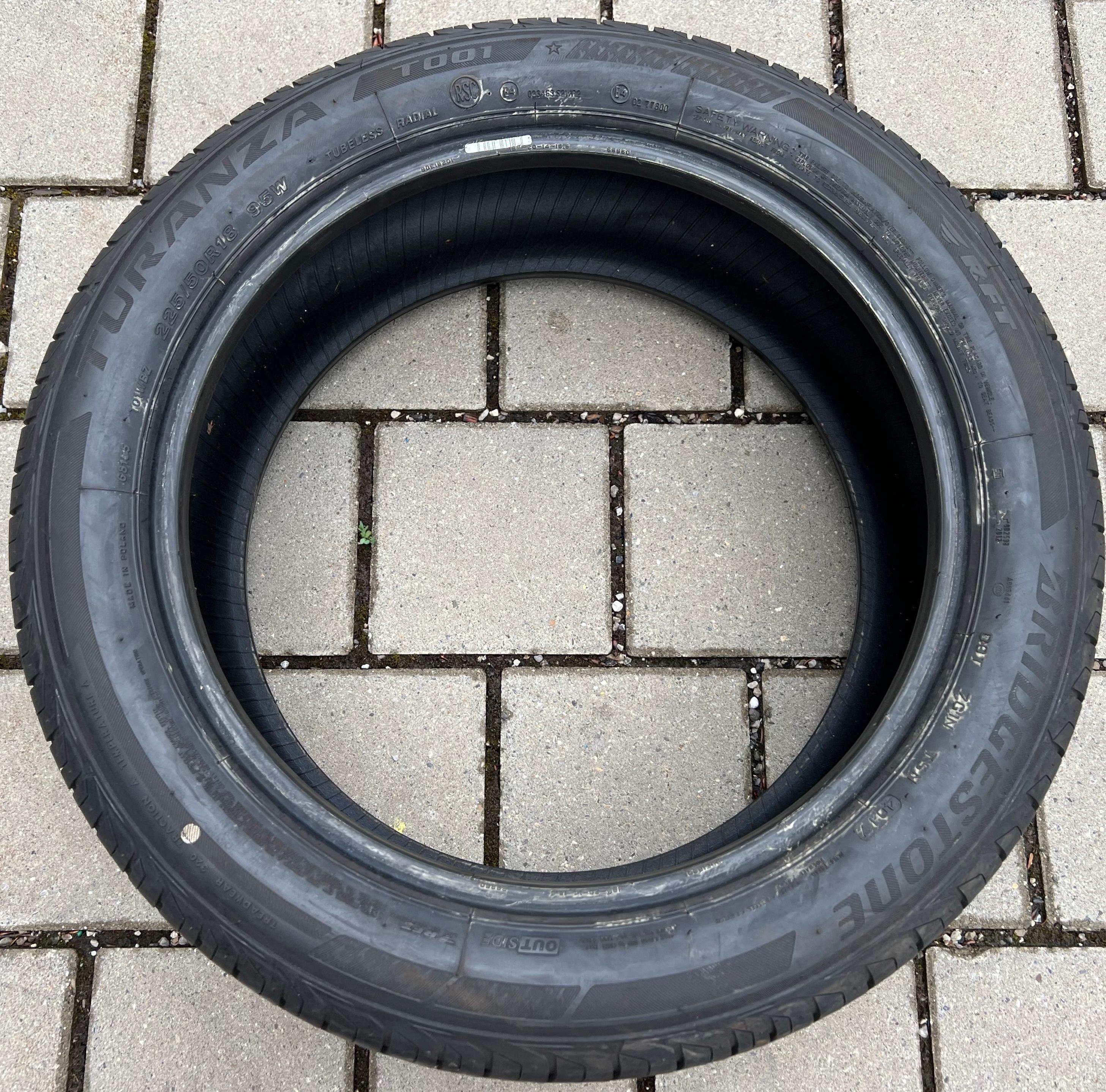 1 x 225/50R18 95W Sommerreifen Bridgestone Turanza T001 Runflat 6,5mm 2017