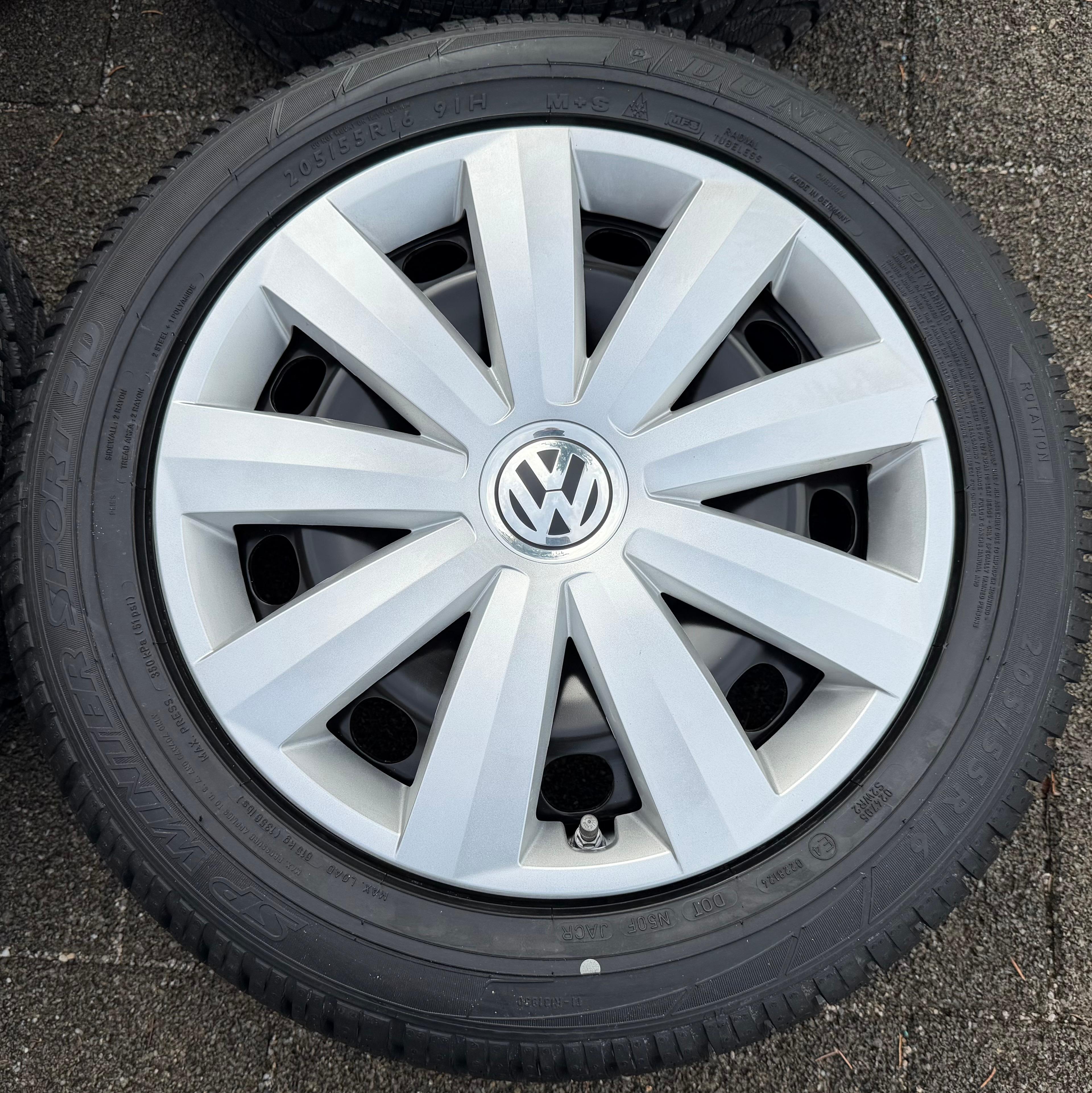 4 Winterräder VW Passat 3C Eos 1F Scirocco 13 205/55R16 91H 3C0601027BE Dunlop