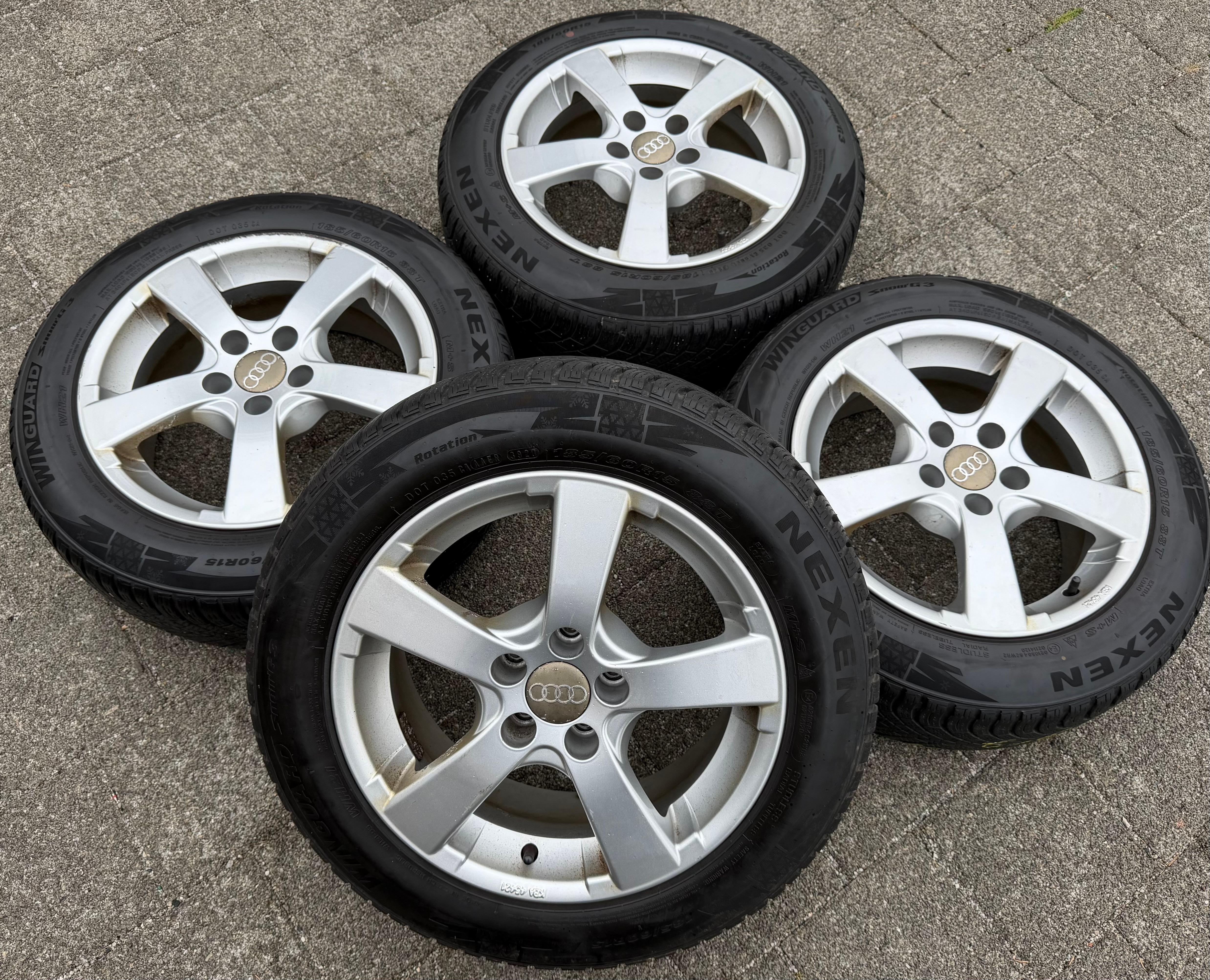 4 roues hiver en aluminium Audi A1 8X Seat Toledo Rapid Skoda Fabia VW Polo 6R 185/60R15
