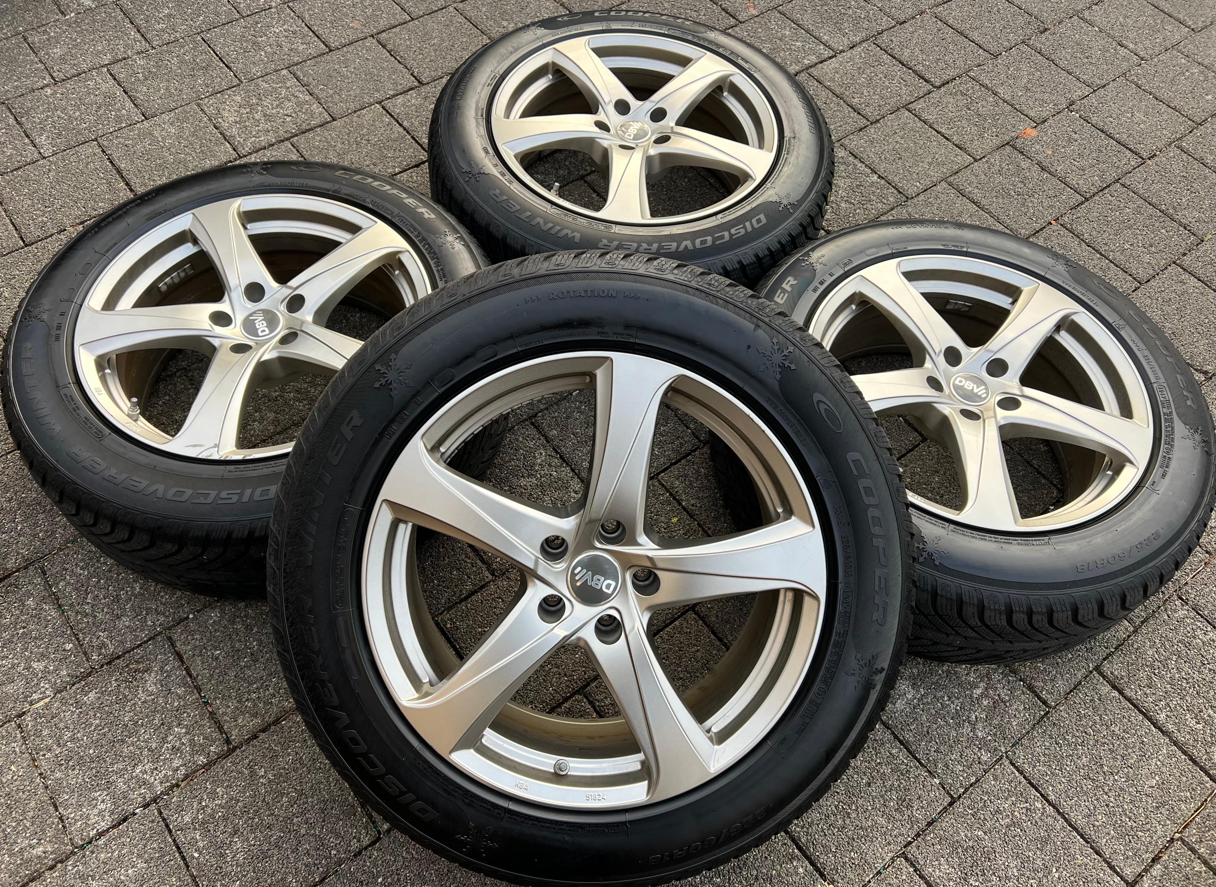 4 llantas de aleación DBV de 18" para BMW Serie 5 (G30, G31), X3 (G01) y X4 (G02) con medidas 8x18, ET30 y sistema RDKS