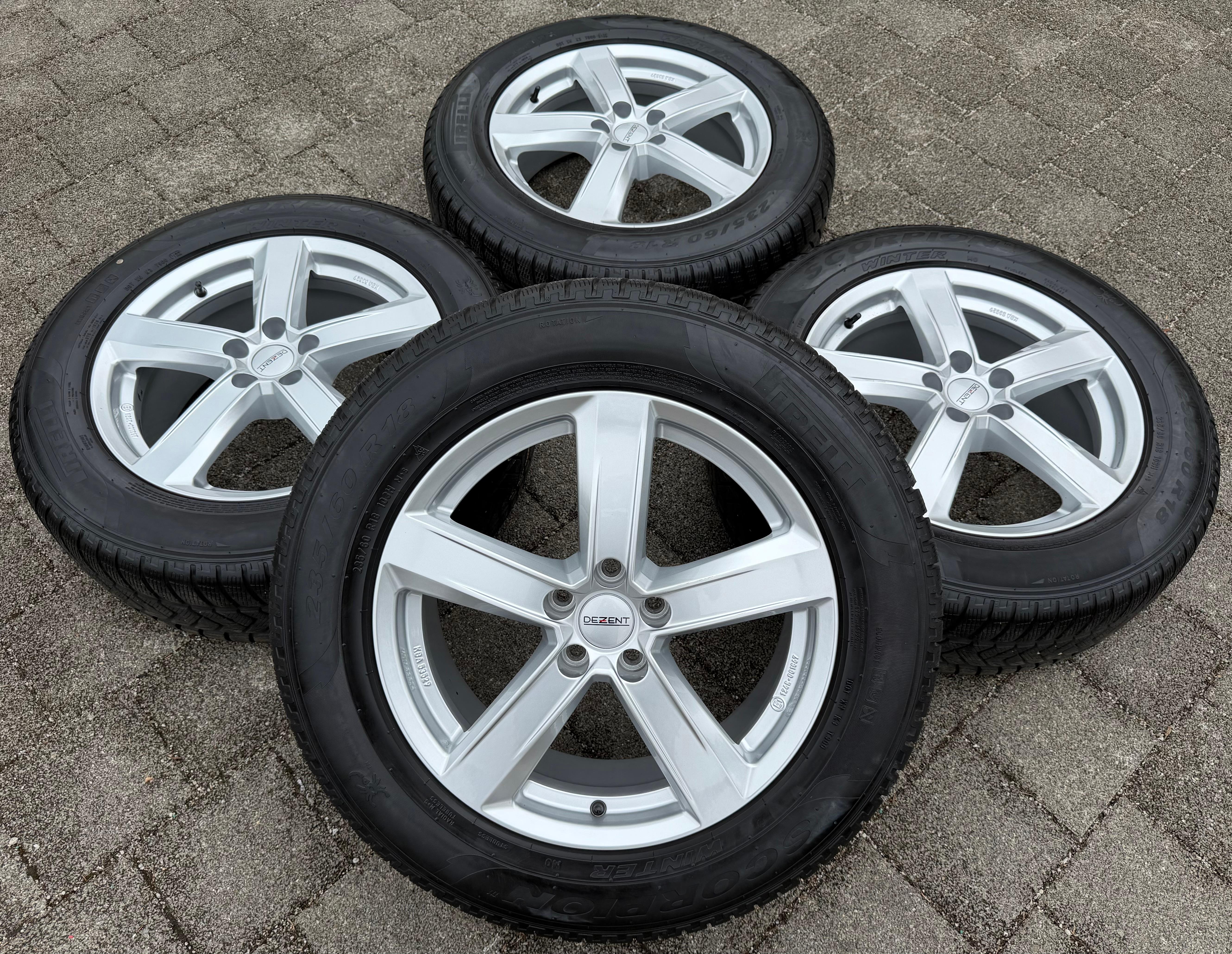 4 cerchi in lega da 18" per Volvo XC60 II, pneumatici Pirelli 235/60R18 103H, anno 2022