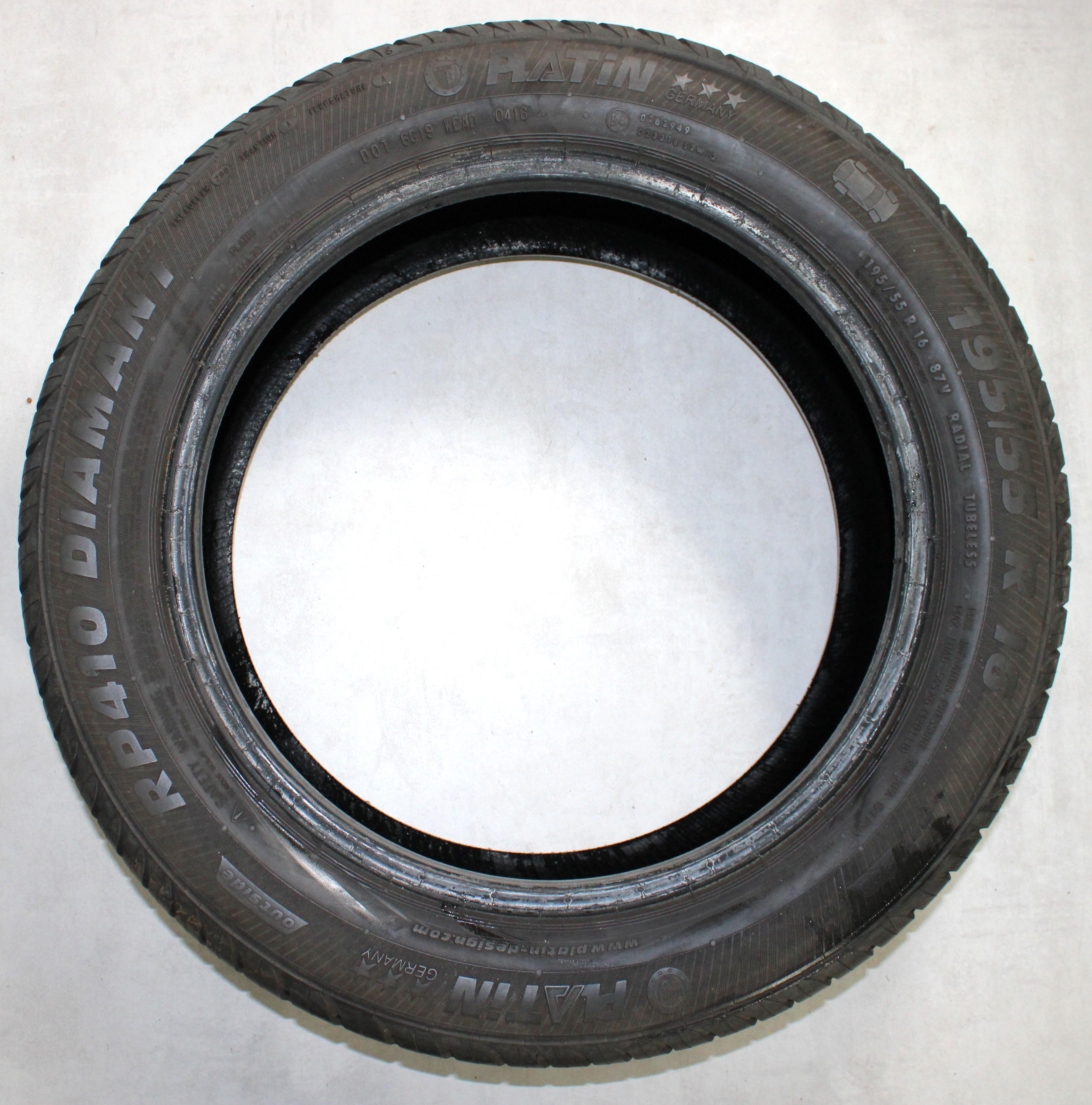 4 x 195/55R16 87V Sommerreifen Platin RP410 Diamant 6,5-7mm 2016 Freihaus