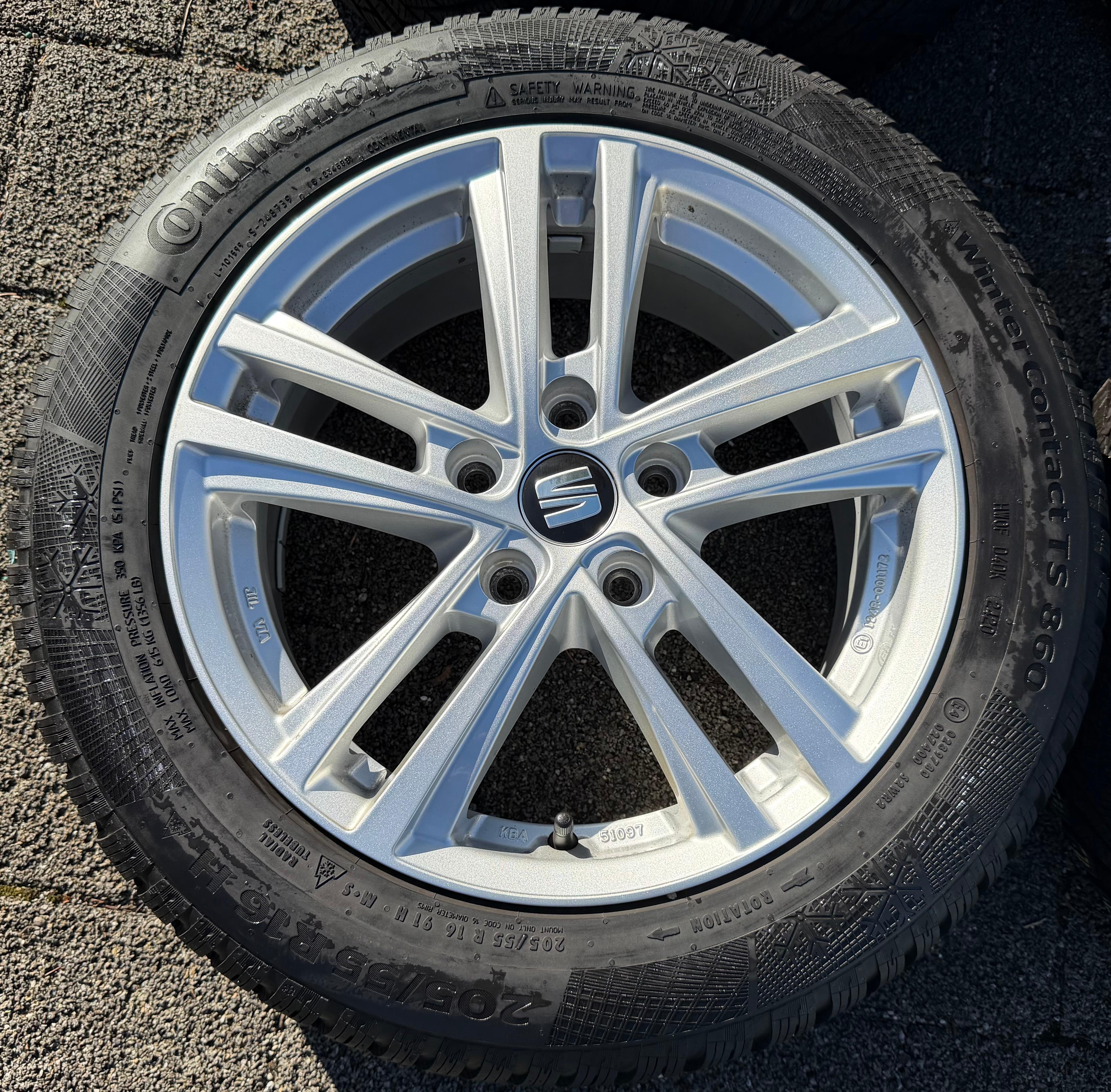 4 Original Alu Winterräder Seat Leon 1P 5F KL 205/55R16 91H Continental