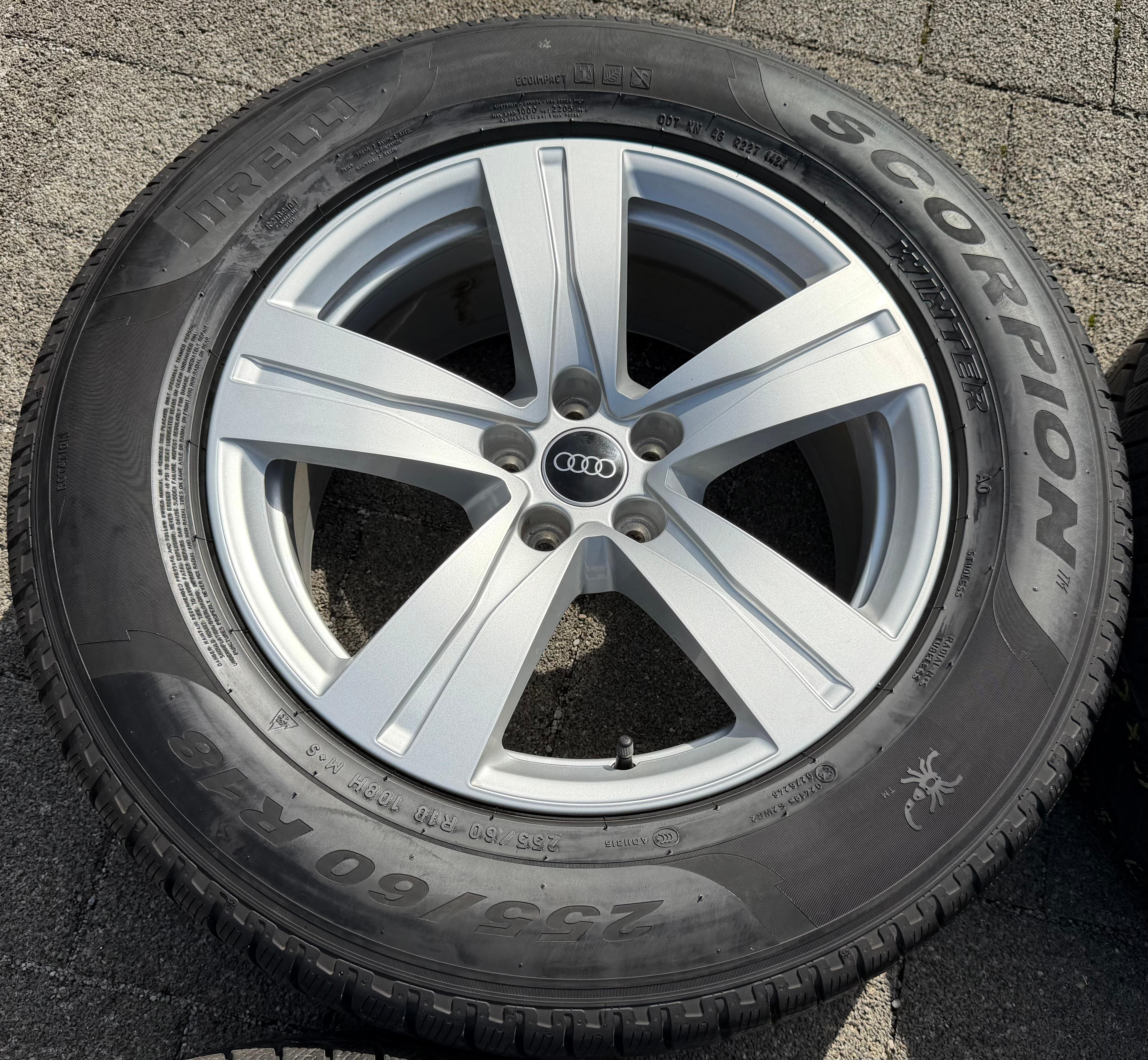 4 Original 18" Alu Winterräder Audi Q7 4M 255/60R18 108H 4M0601025A PIRELLI
