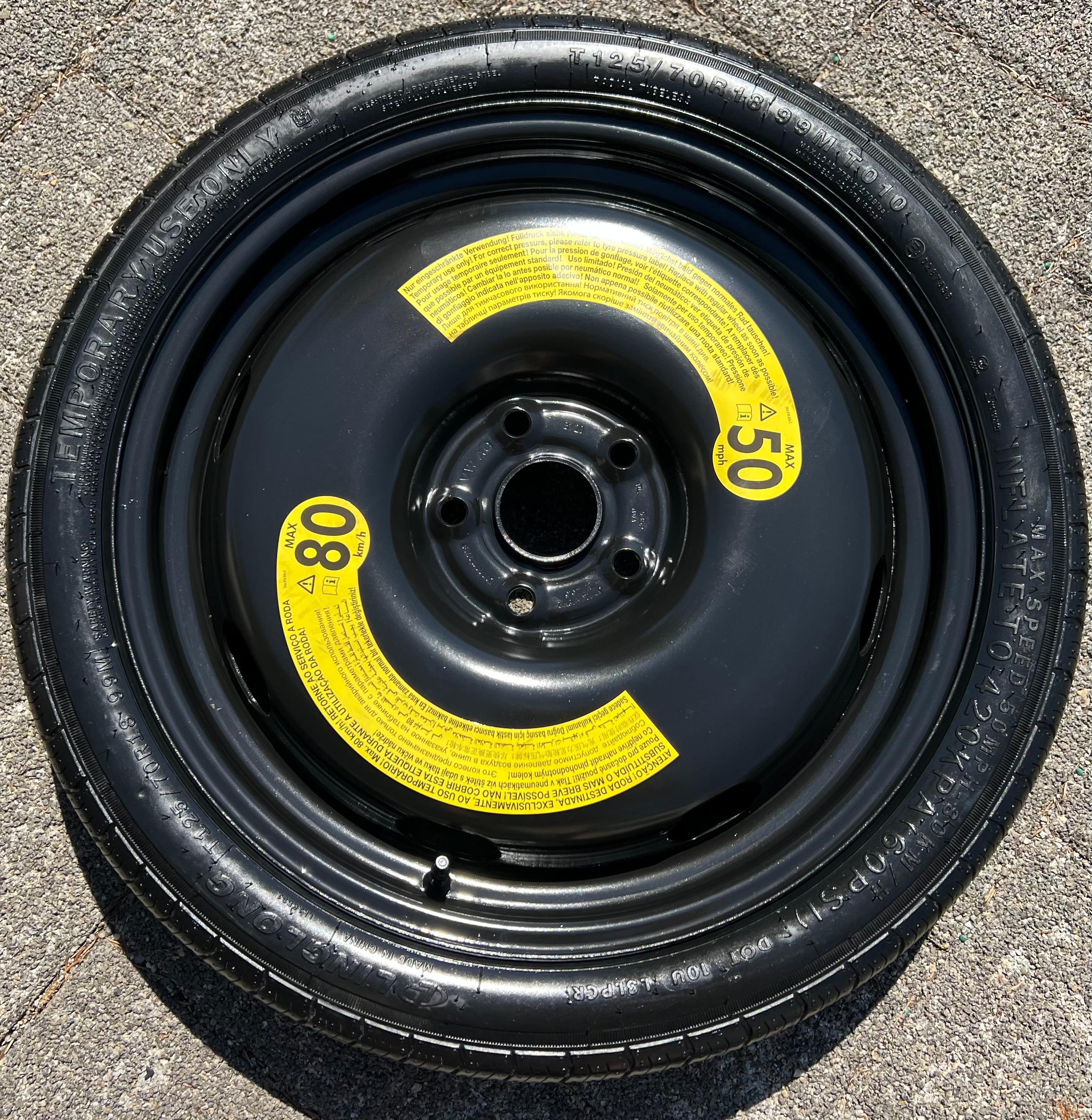 1 X NOTRAD RESERVERAD VW GOLF 6 7 8 T-ROC SKODA OCTAVIA SEAT LEON AUDI A3