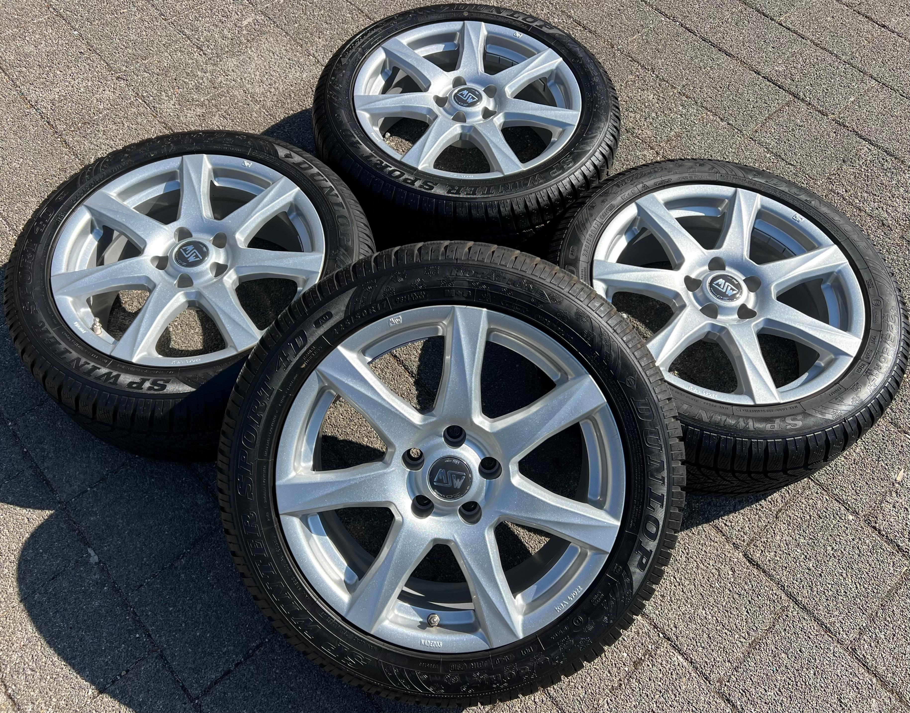 4 ALU 17" WINTERRÄDER AUDI A4 8K B8 A5 8T 225/50R17 98H DUNLOP WINTERREIFEN