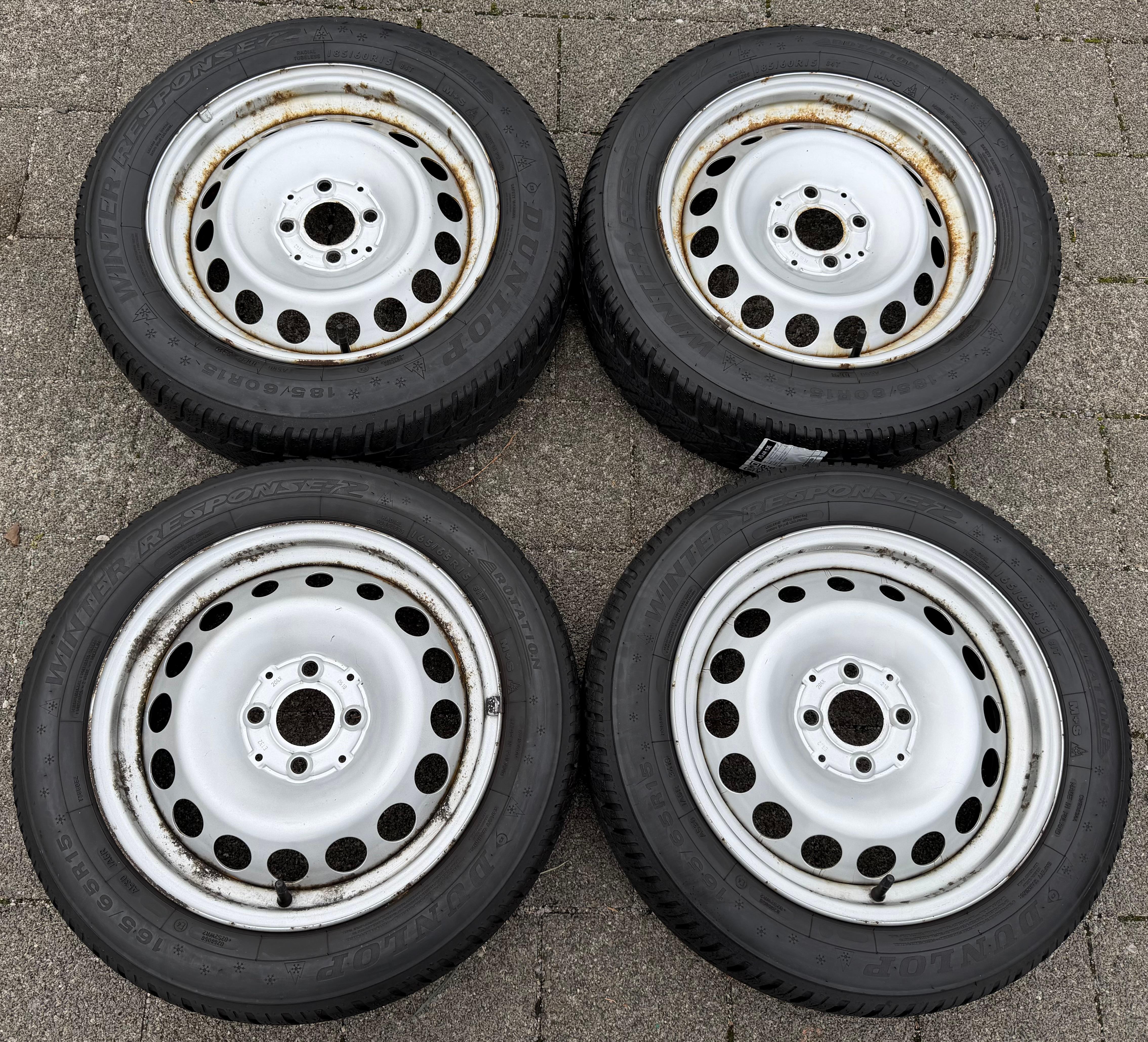 4 originele winterwielen Smart 453 165/65R15 81T 185/60R15 84T Dunlop RDKS 2019