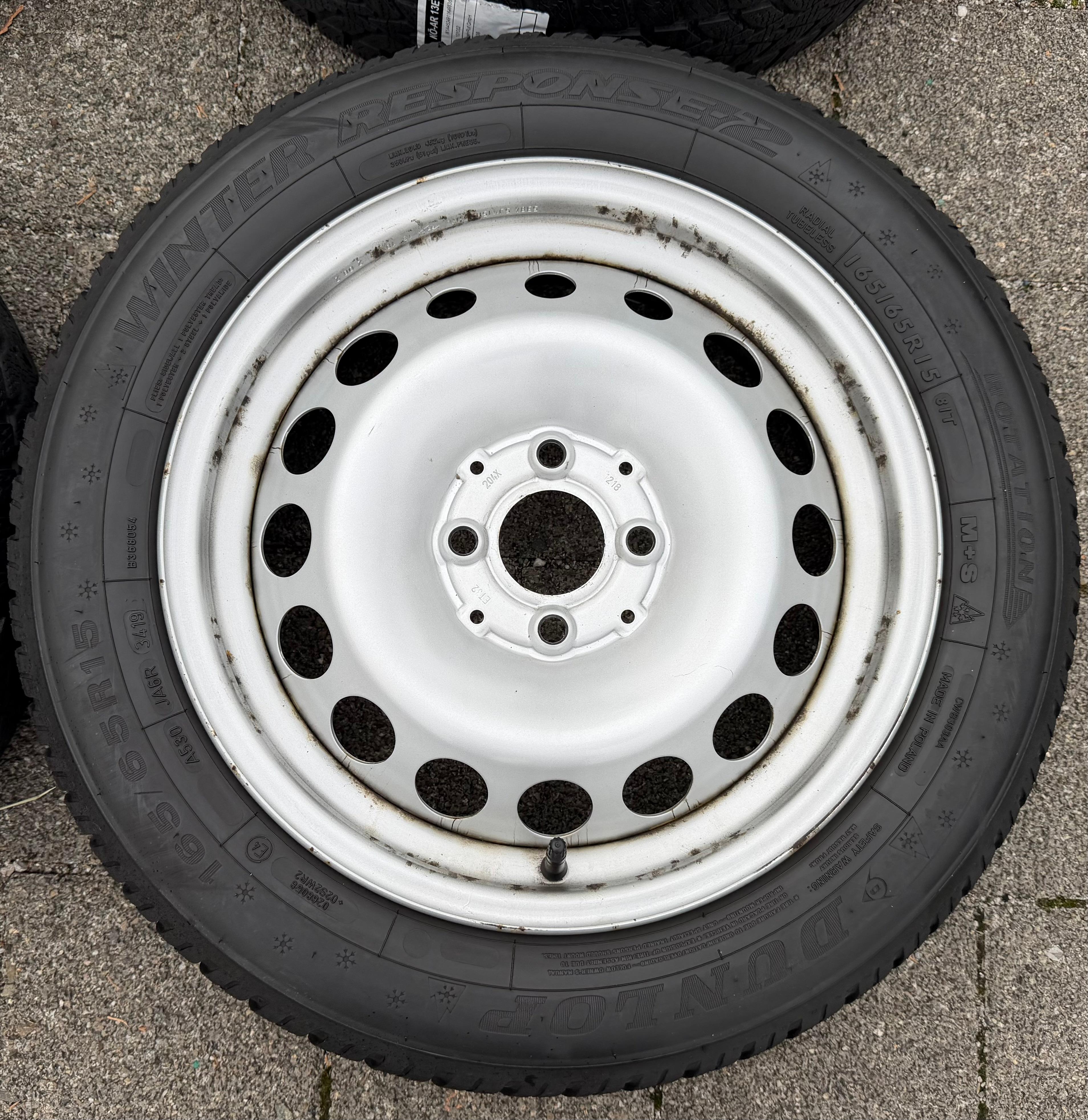 4 originele winterwielen Smart 453 165/65R15 81T 185/60R15 84T Dunlop RDKS 2019