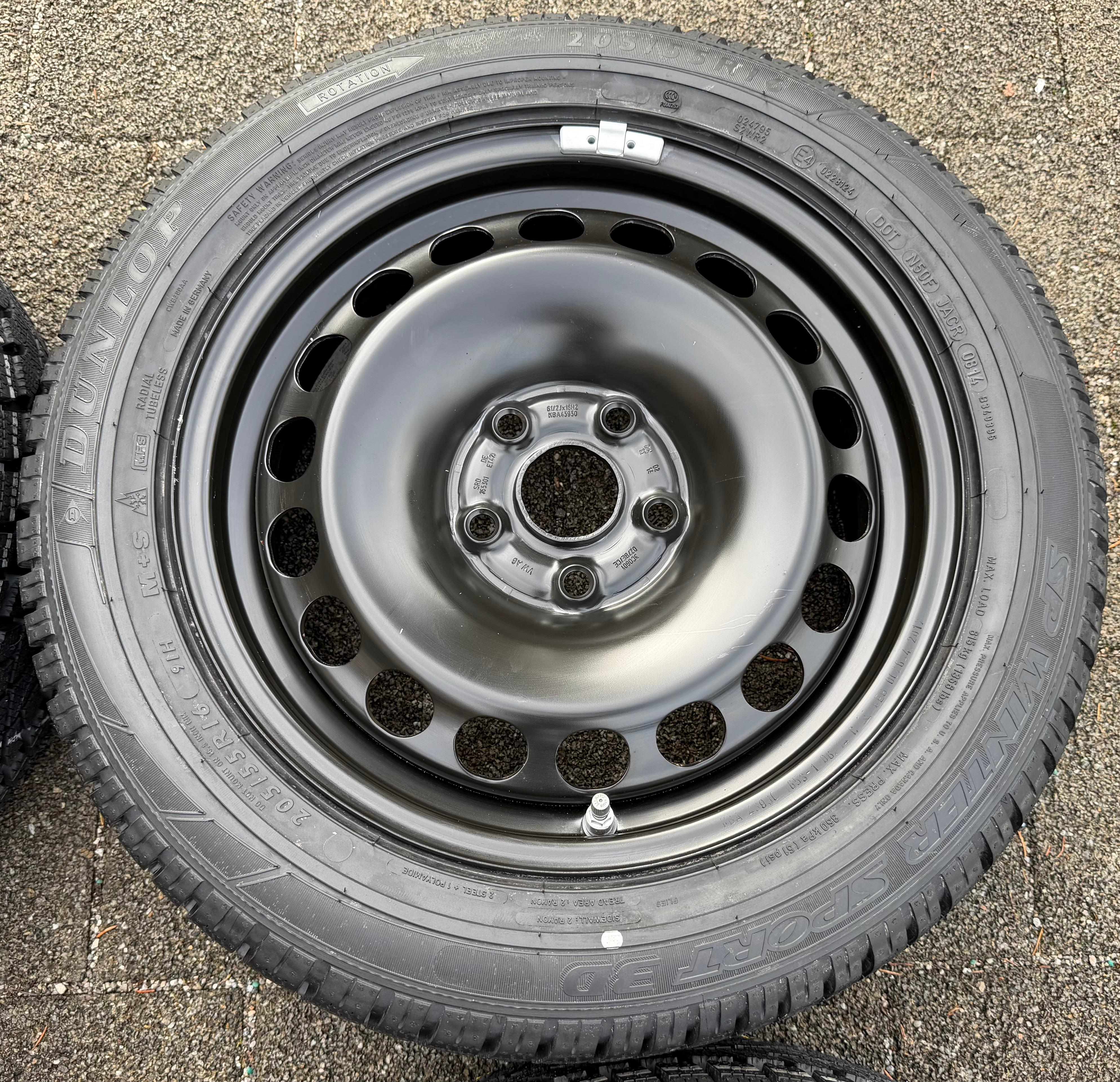 4 Winterräder VW Passat 3C Eos 1F Scirocco 13 205/55R16 91H 3C0601027BE Dunlop