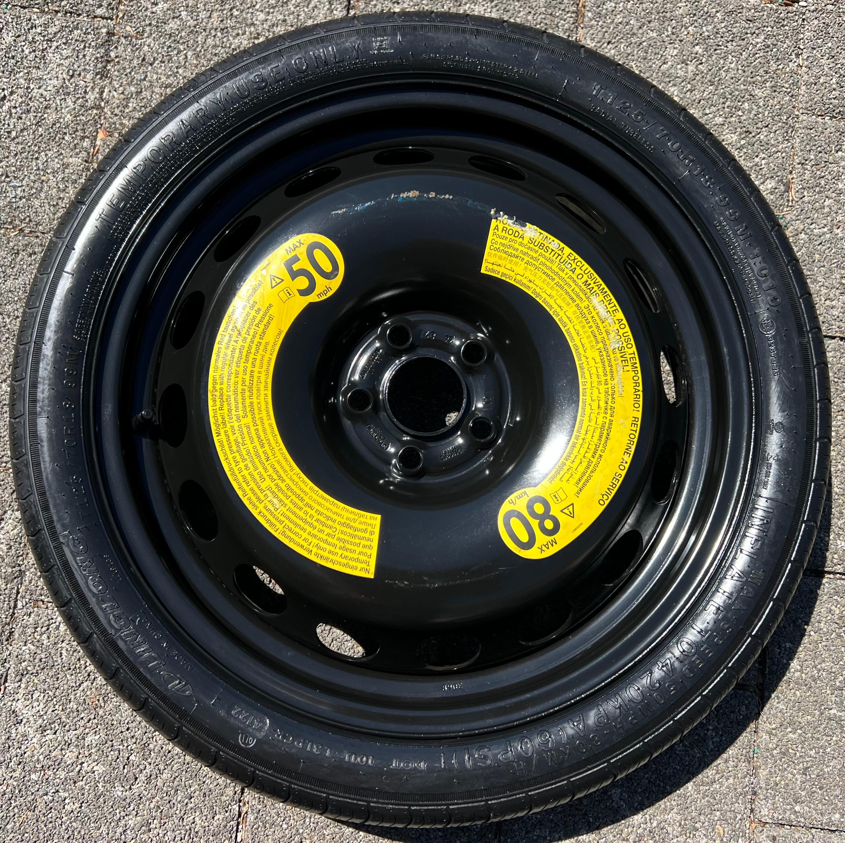 1 X RESERVERAD NOTRAD SEAT ARONA JK IBIZA 2Q0601027AL 125/70R18 99M FREIHAUS