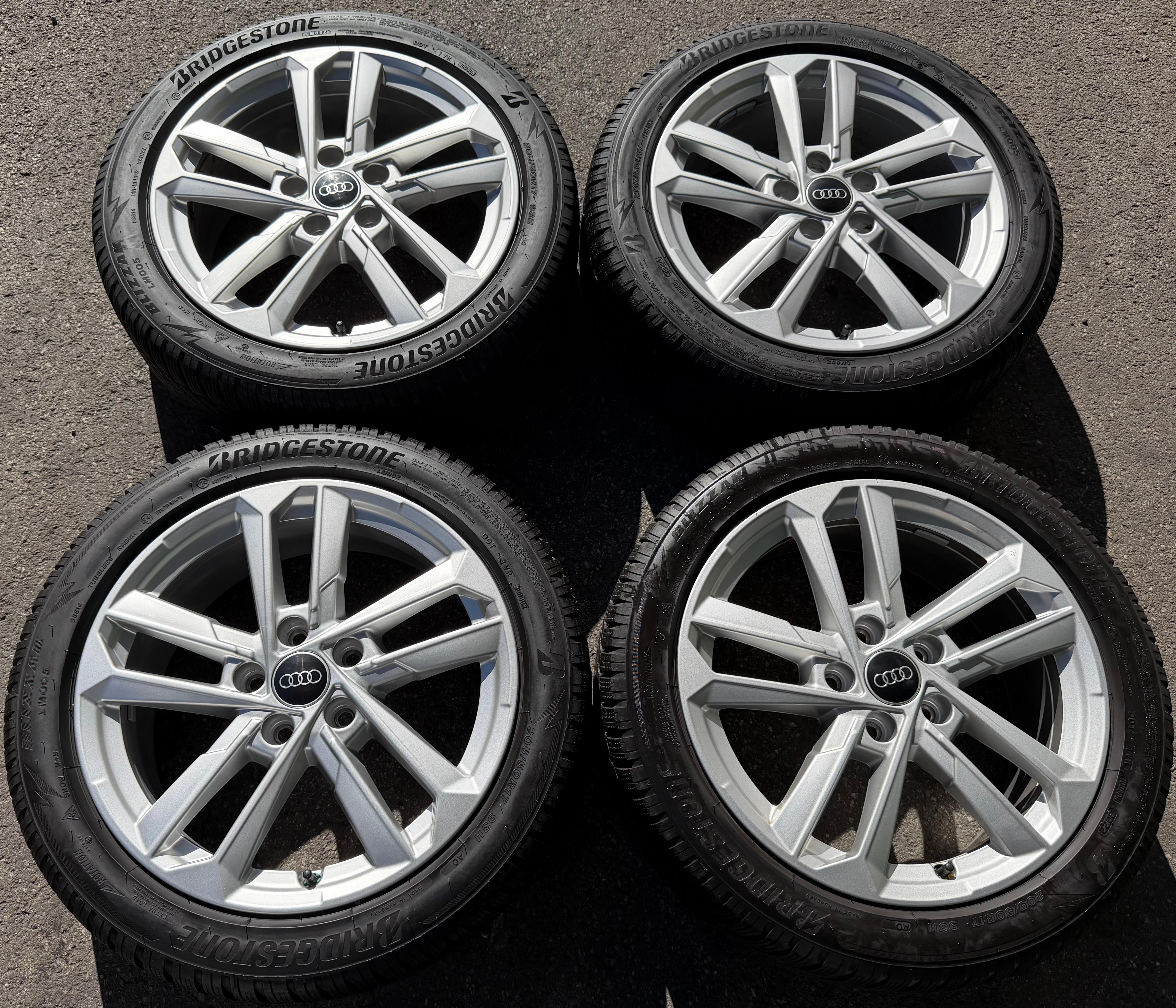 4 ruedas de invierno de aleación originales de 17" para Audi A3 S3 8Y 8Y0601025L 205/50R17 93H Bridgestone 2022
