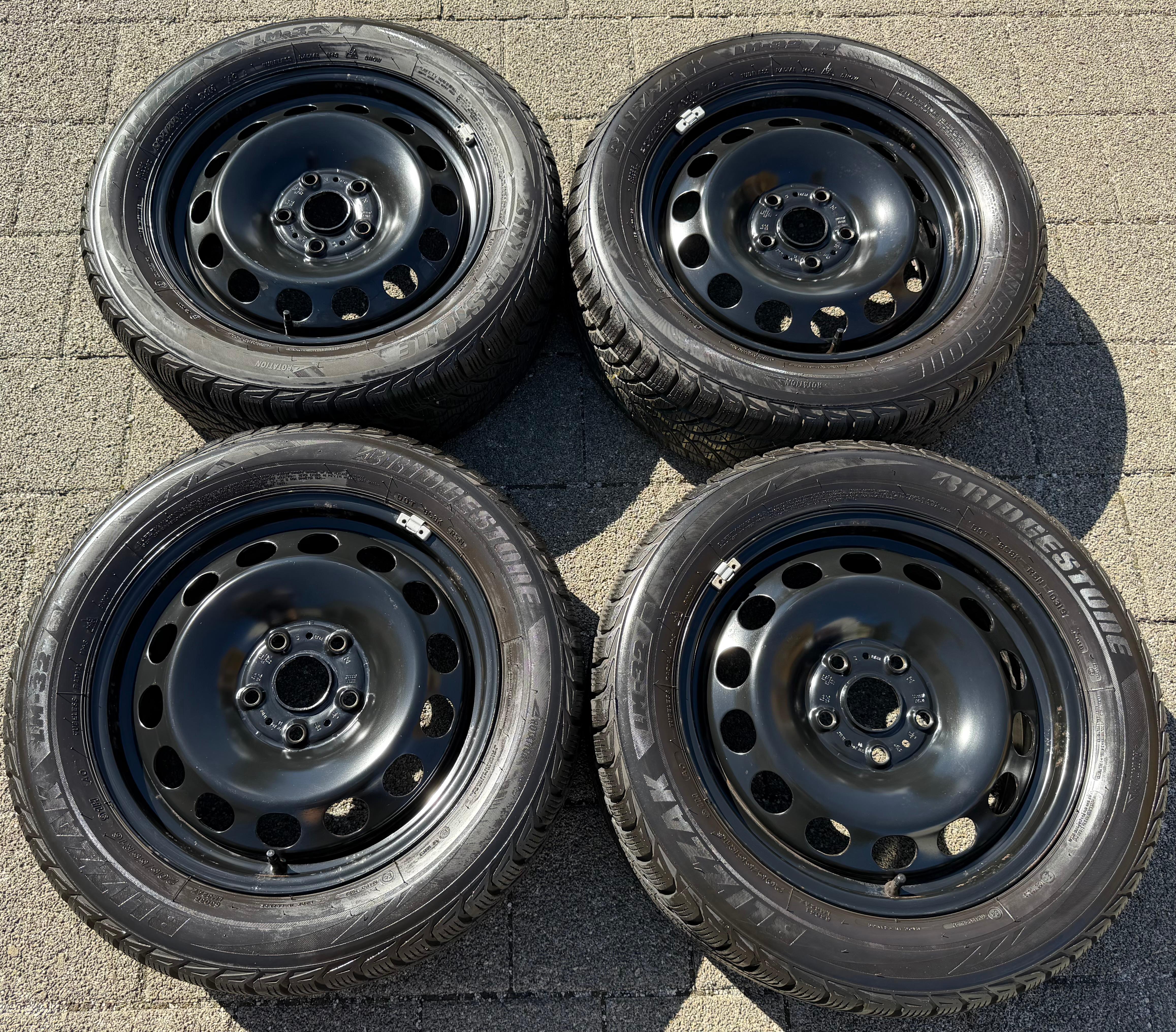 4 roues hiver VW Golf 7 Audi A3 8V Seat Leon 5F Skoda Octavia 5E 205/55R16 91H Bridgestone