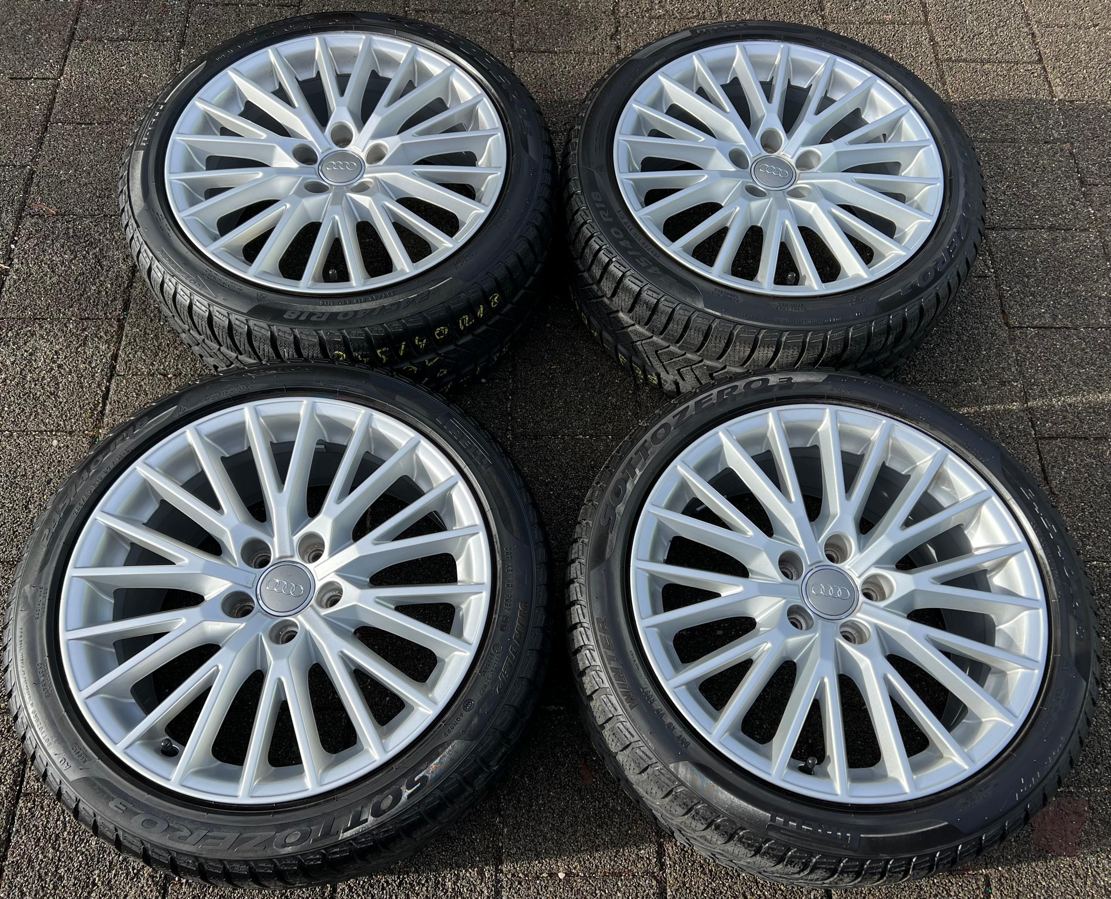 4 CERCHI INVERNALI ORIGINALI IN ALLUMINIO DA 18" AUDI TT TTS 8S 8S0601025D 245/40R18 98V PIRELLI CONSEGNA GRATUITA