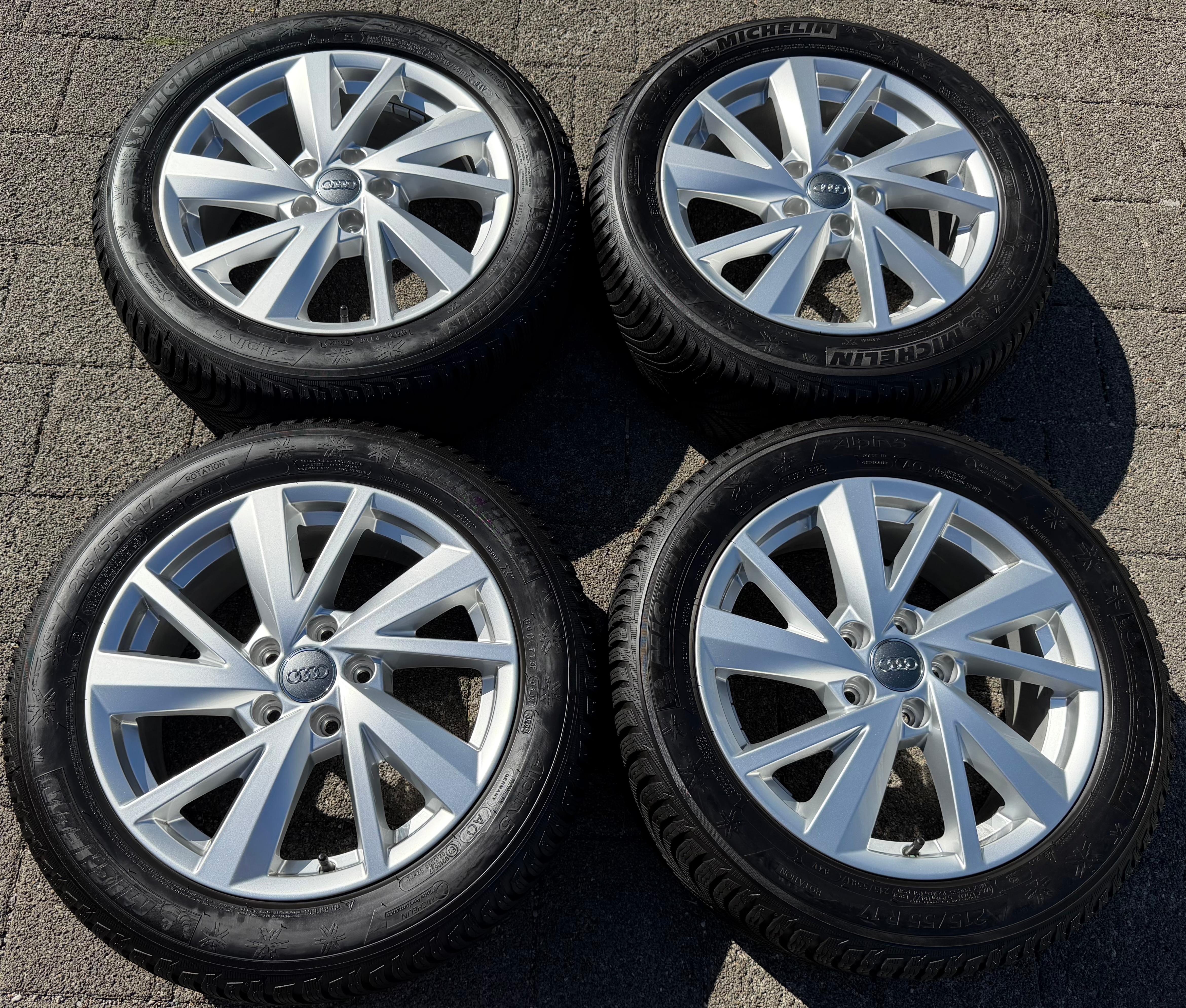 4 ruedas de invierno de aleación originales de 17" para Audi Q2 215/55R17 94V Michelin 8MM