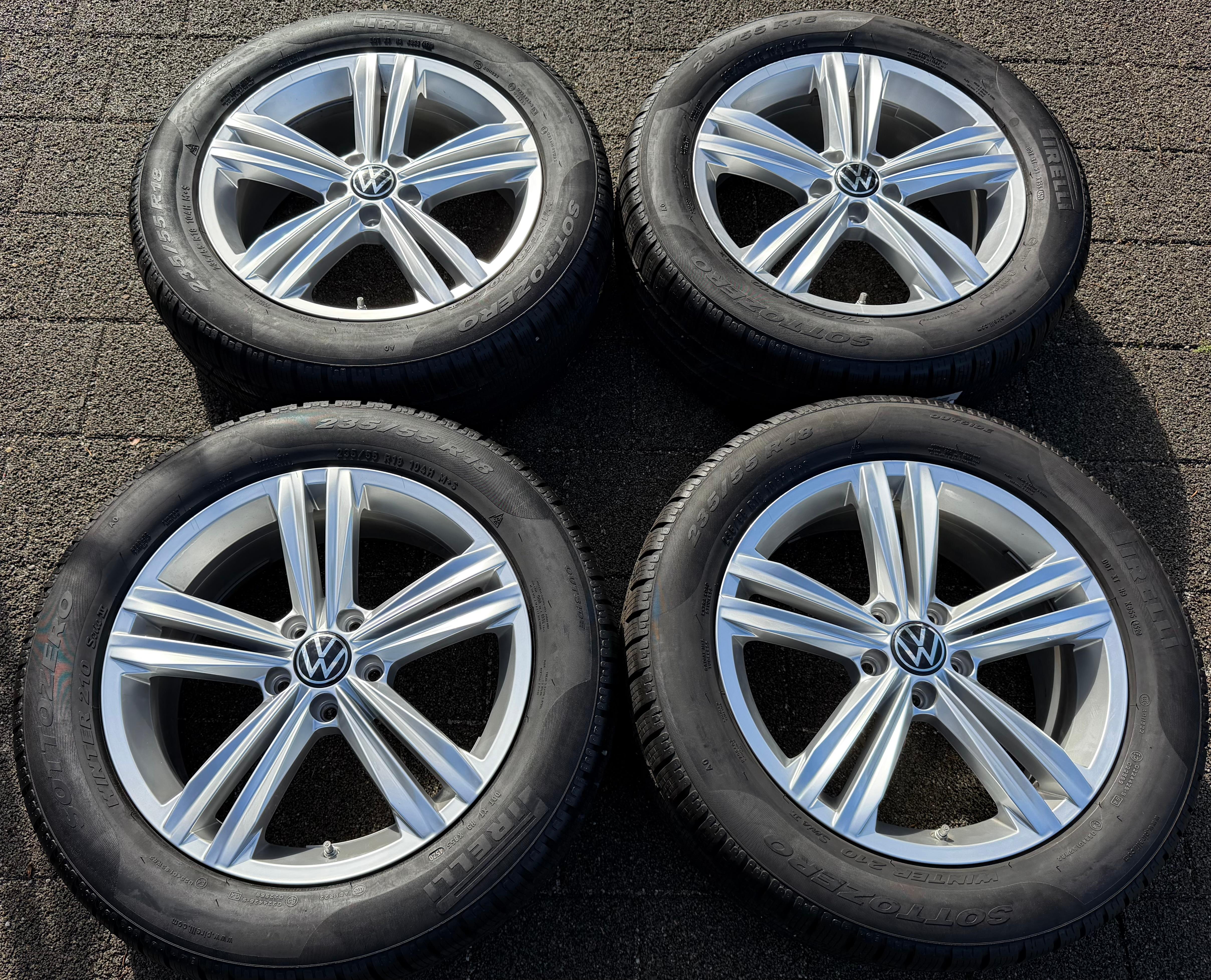 4 ruedas de invierno de aleación originales de 18" para VW Tiguan II 5NA 235/55R18 104H 5NA601025M Sebring Pirelli