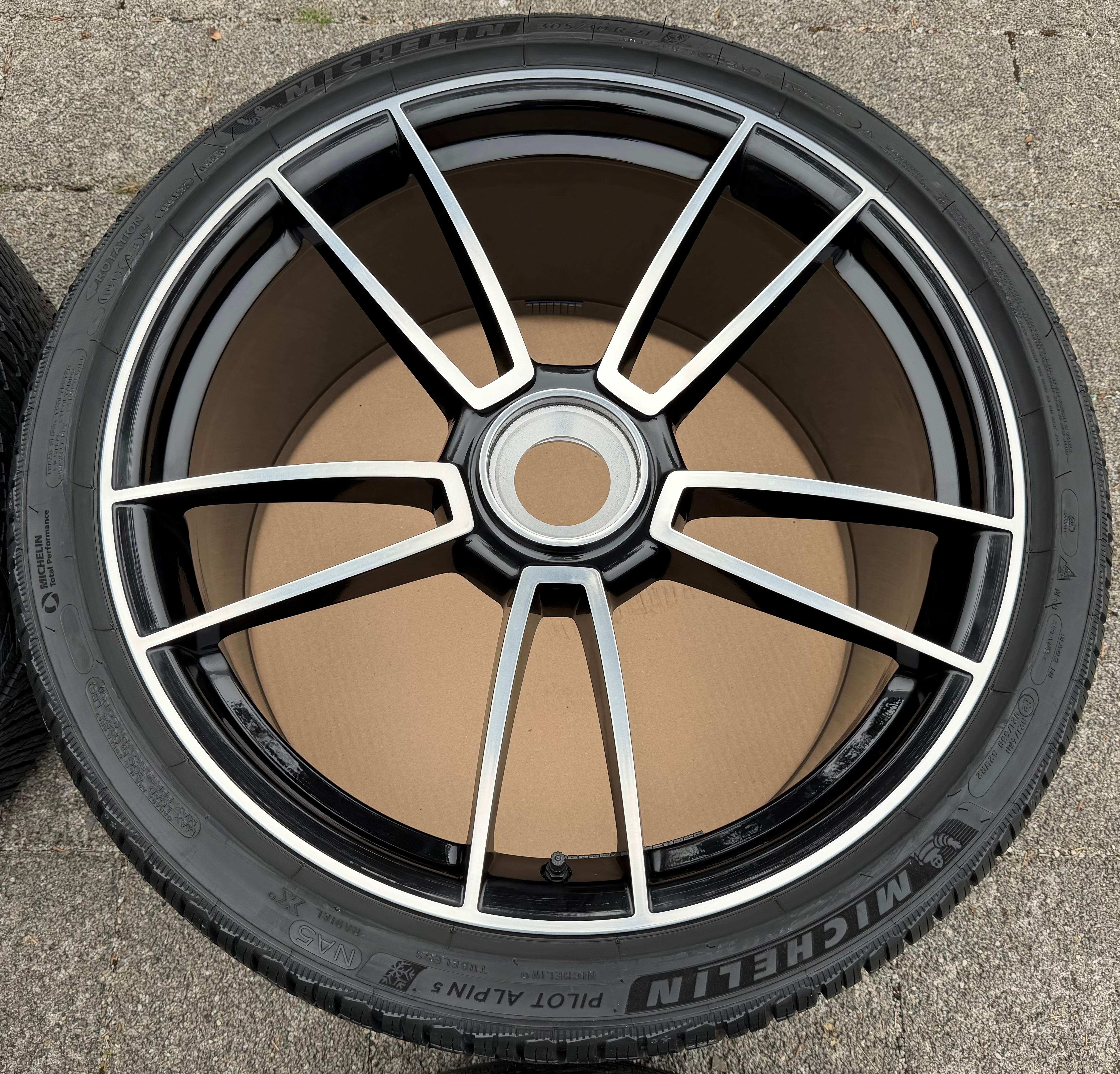 4 originele 20" 21" lichtmetalen winterwielen Porsche 911 992 Turbo S 992601025AB 992601025AC centrale wielsluiting NIEUW