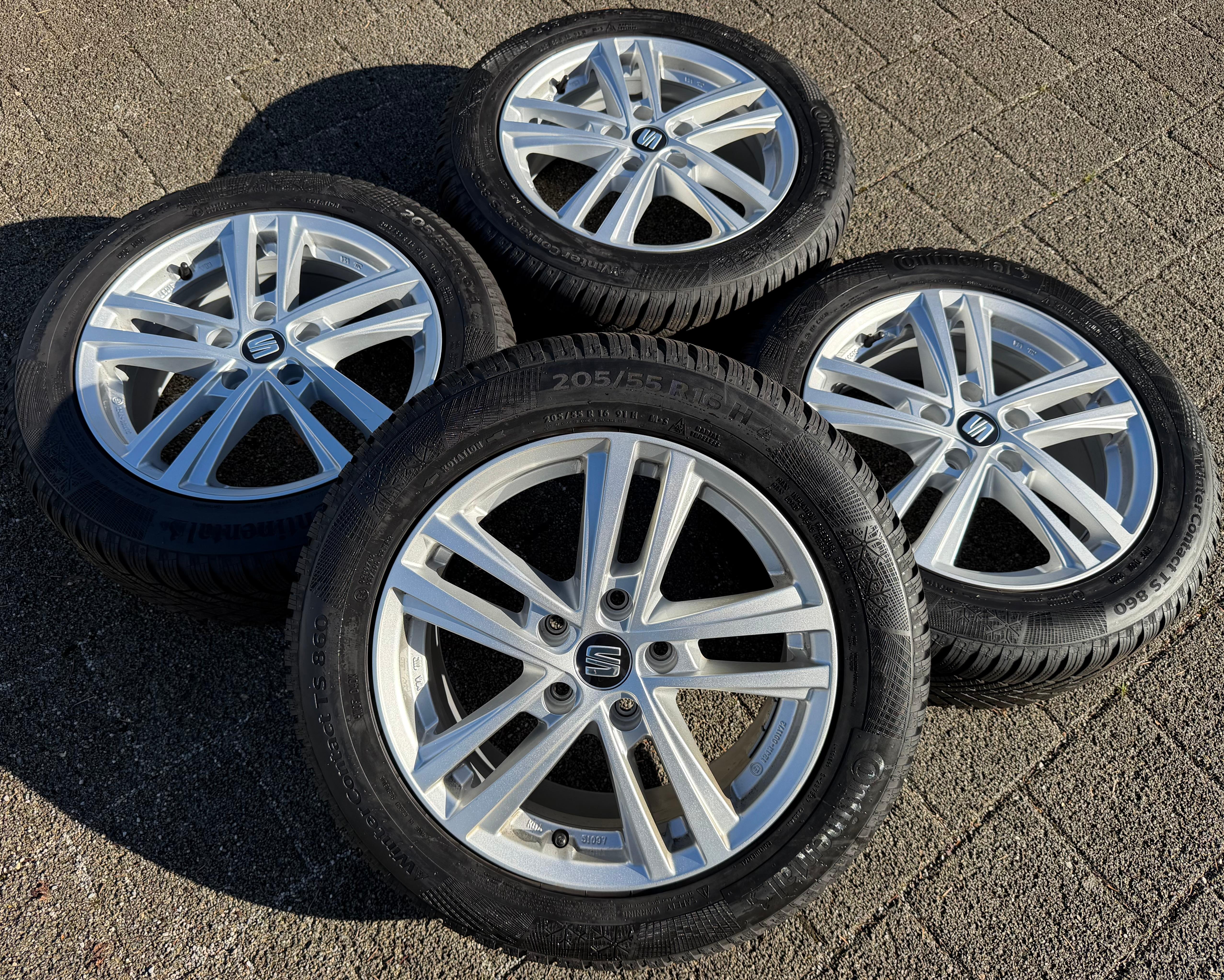 4 Original Alu Winterräder Seat Leon 1P 5F KL 205/55R16 91H Continental