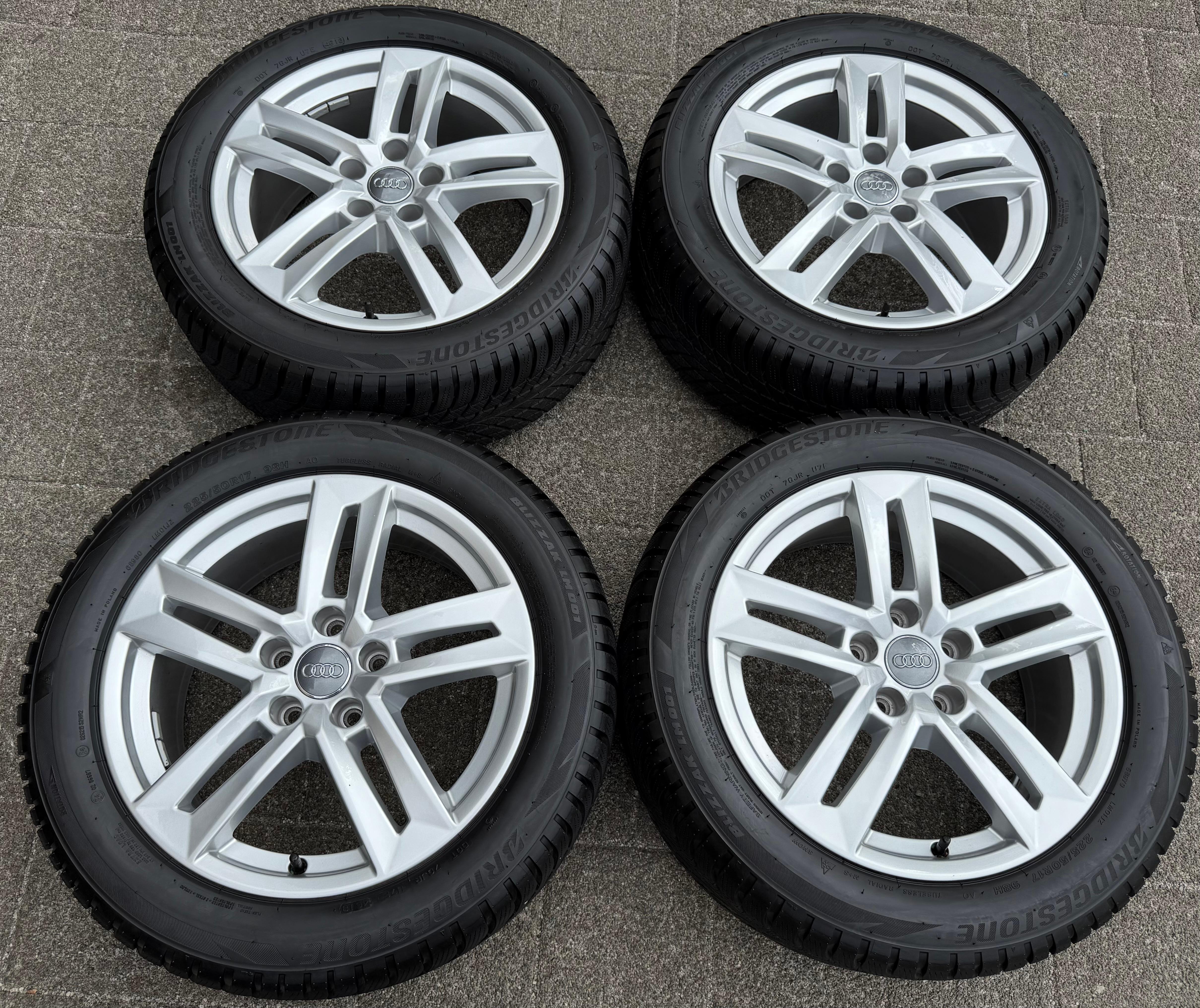 4 ruote in lega originali da 17" per l'inverno Audi A4 B9 8W 8W0601025P 225/50R17 98H Bridgestone